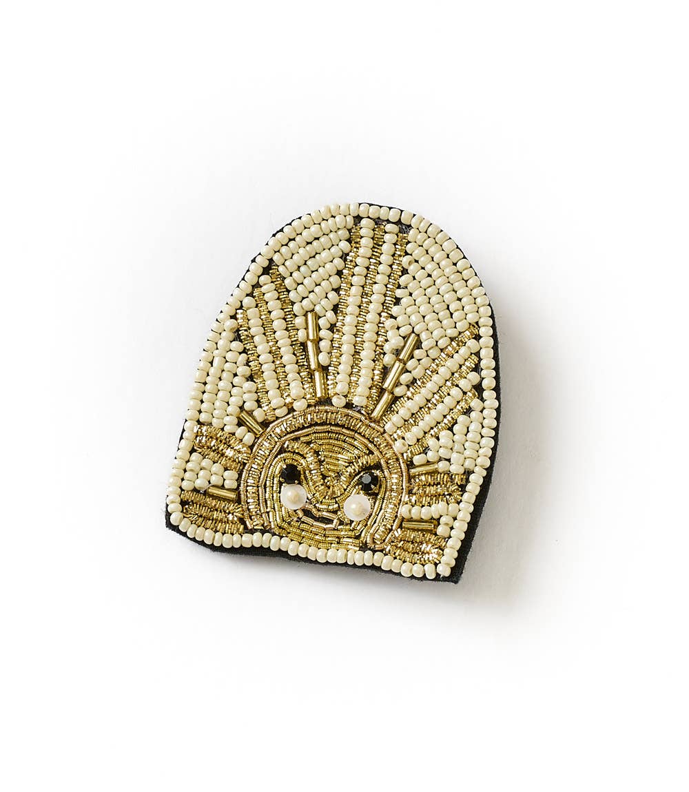 Bala Mani Beaded Sun Brooch Pin