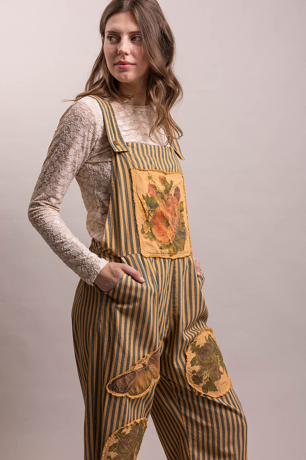Butterfly Stripe Boho Overalls