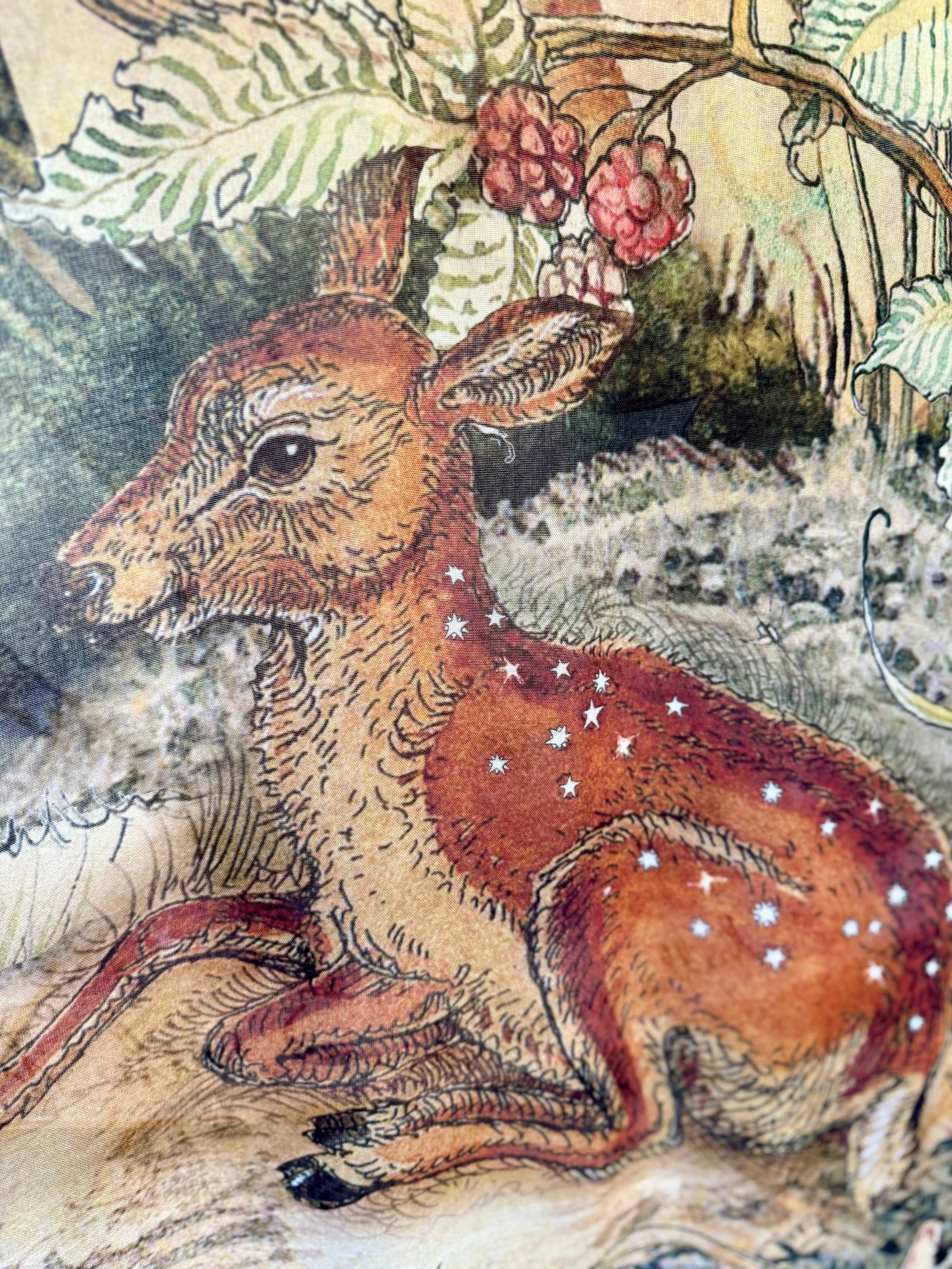 Lovelight Opera Duster Kimono Robe w/woodland deer & swallow