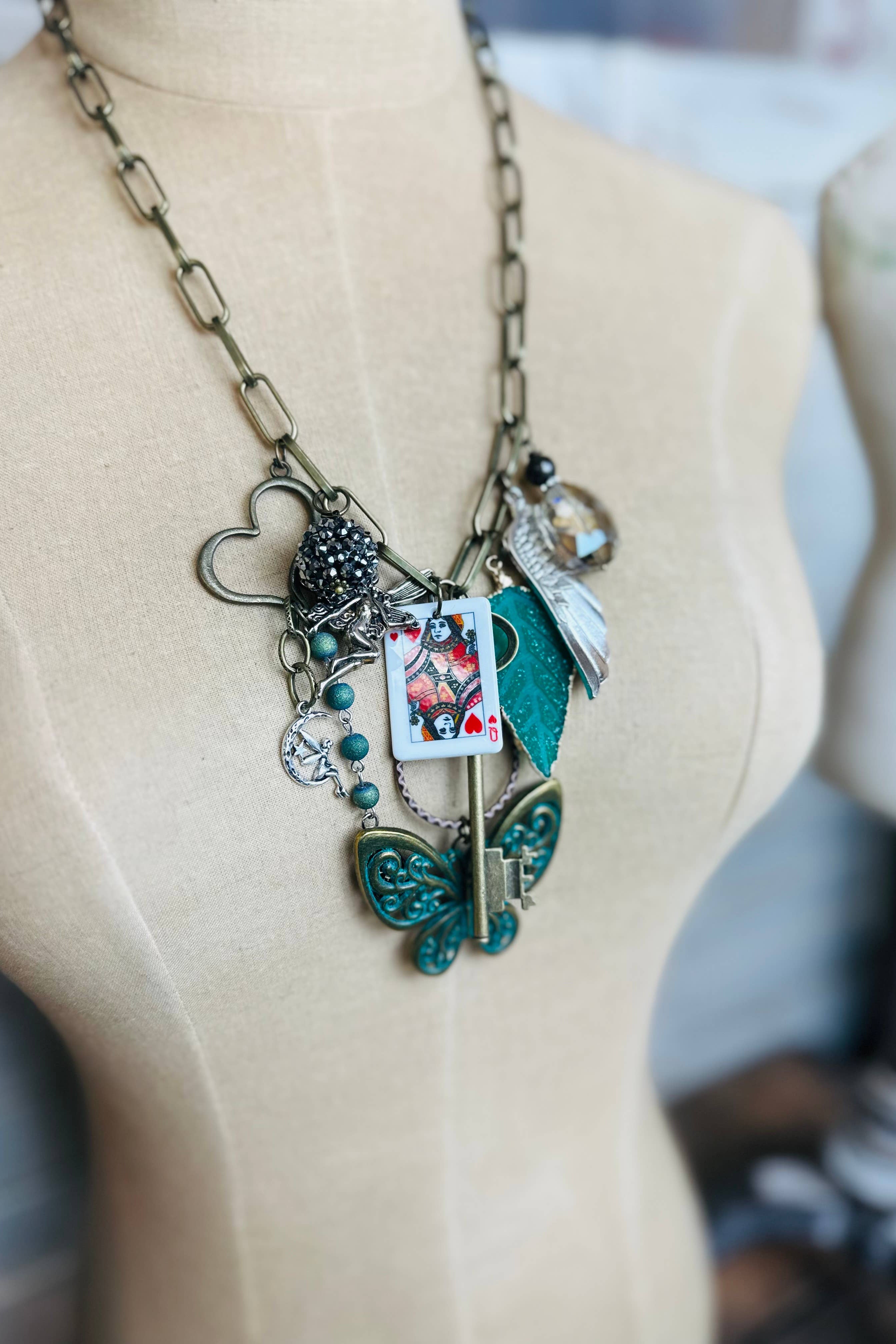 Gypsy Junk Chunky Necklace in Queen of Hearts