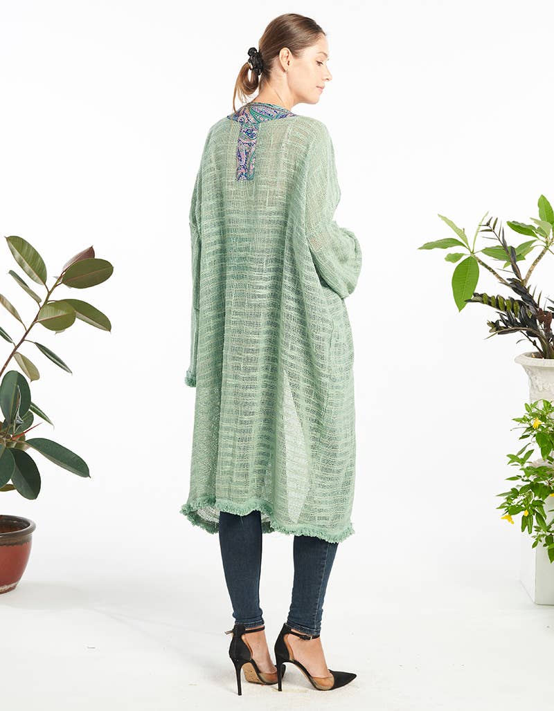 Summer Breeze Woven Kimono Cardigan in Ivory