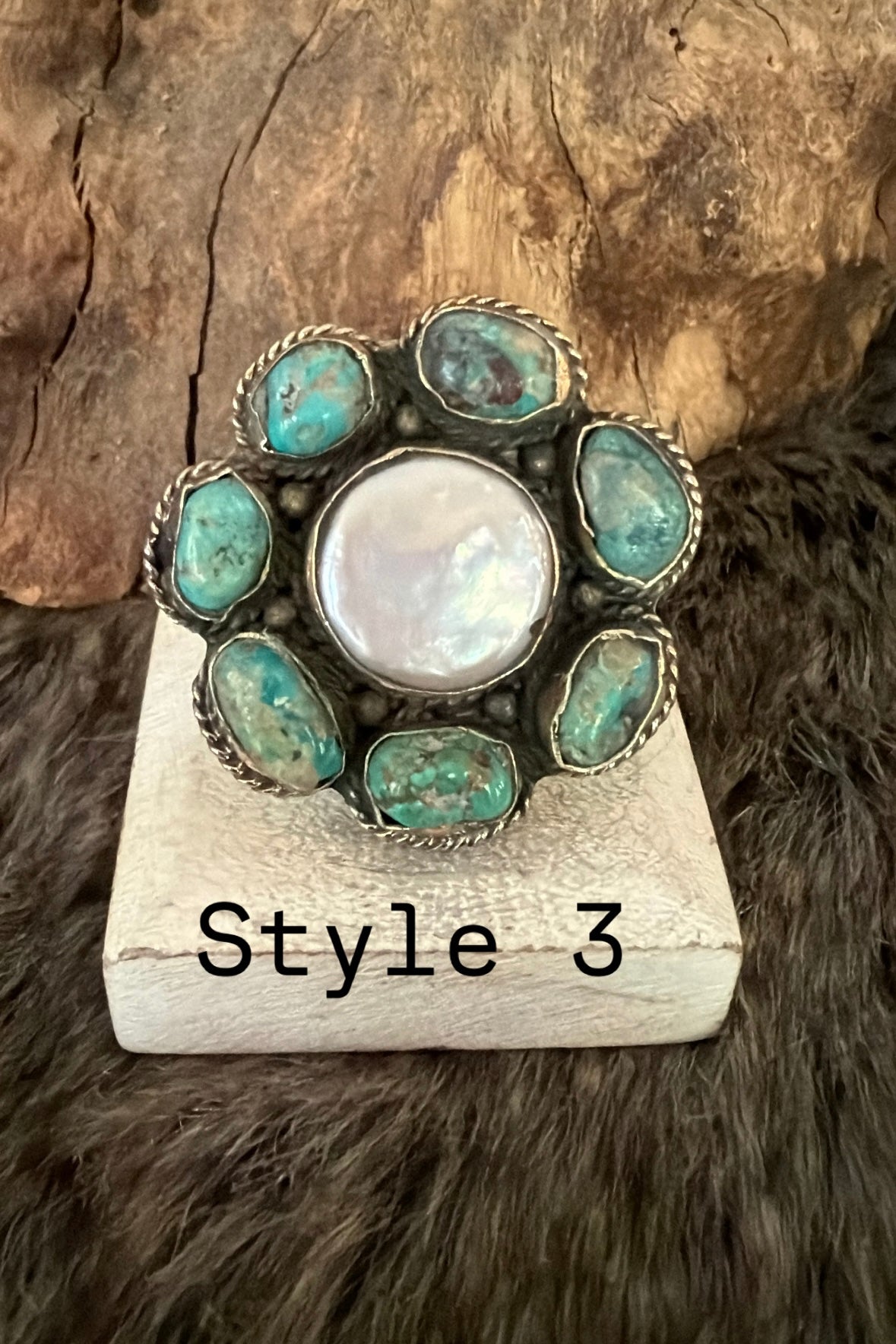 Turquoise And Pearl Ring
