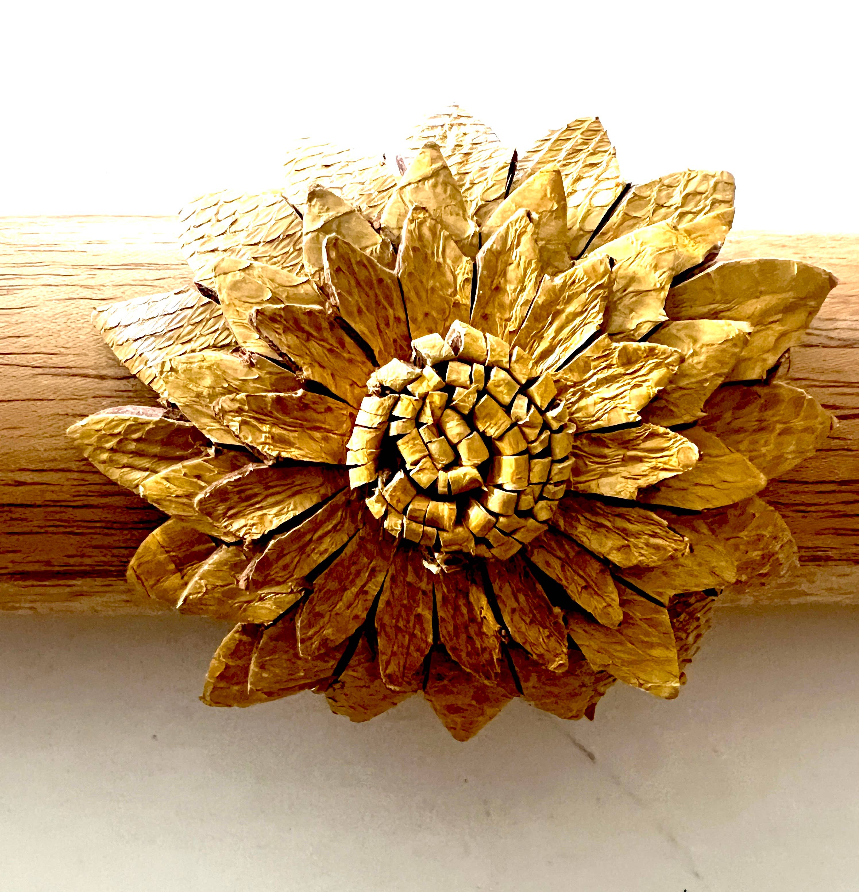 River Snake flower cuff adjustable Vintage Yellow