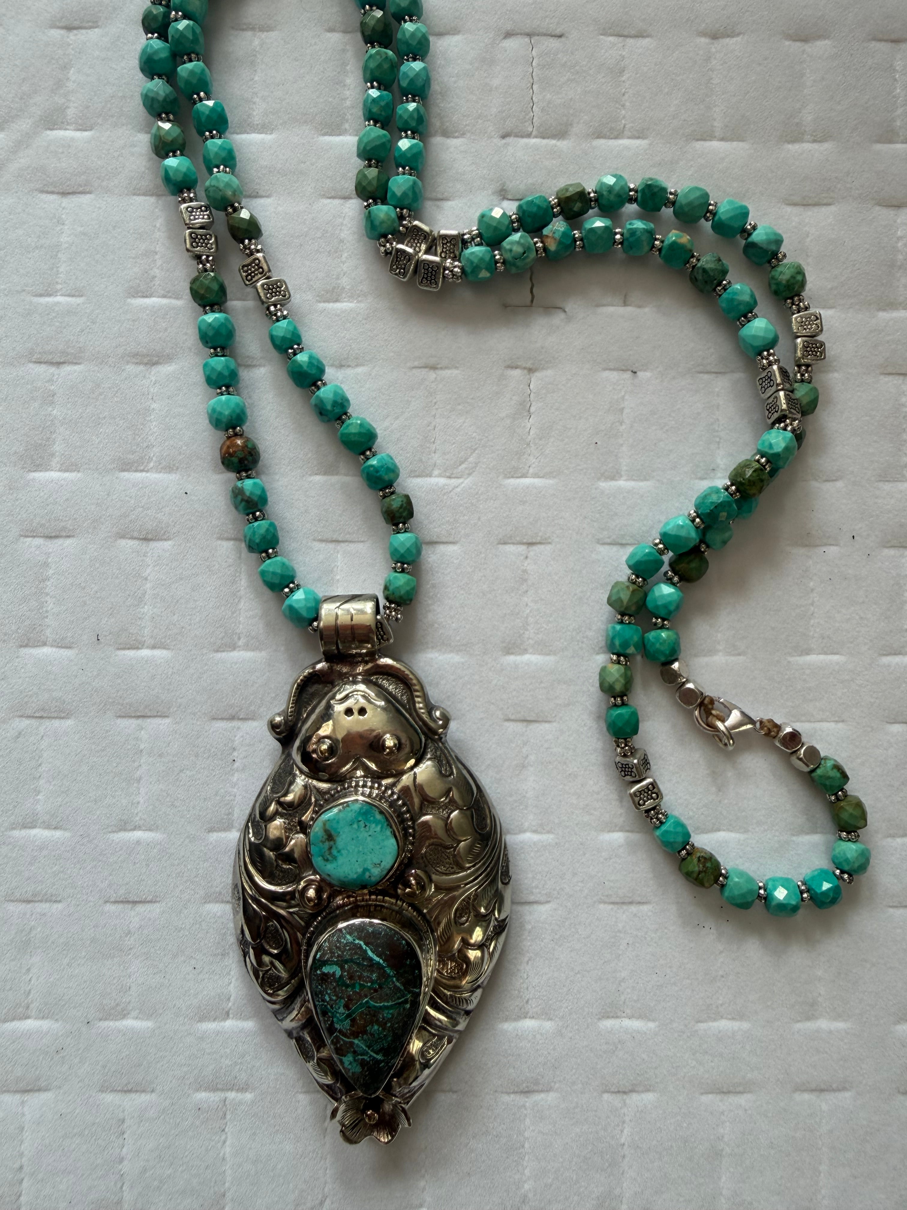 Happy Buggy Drop Necklace on Turquoise
