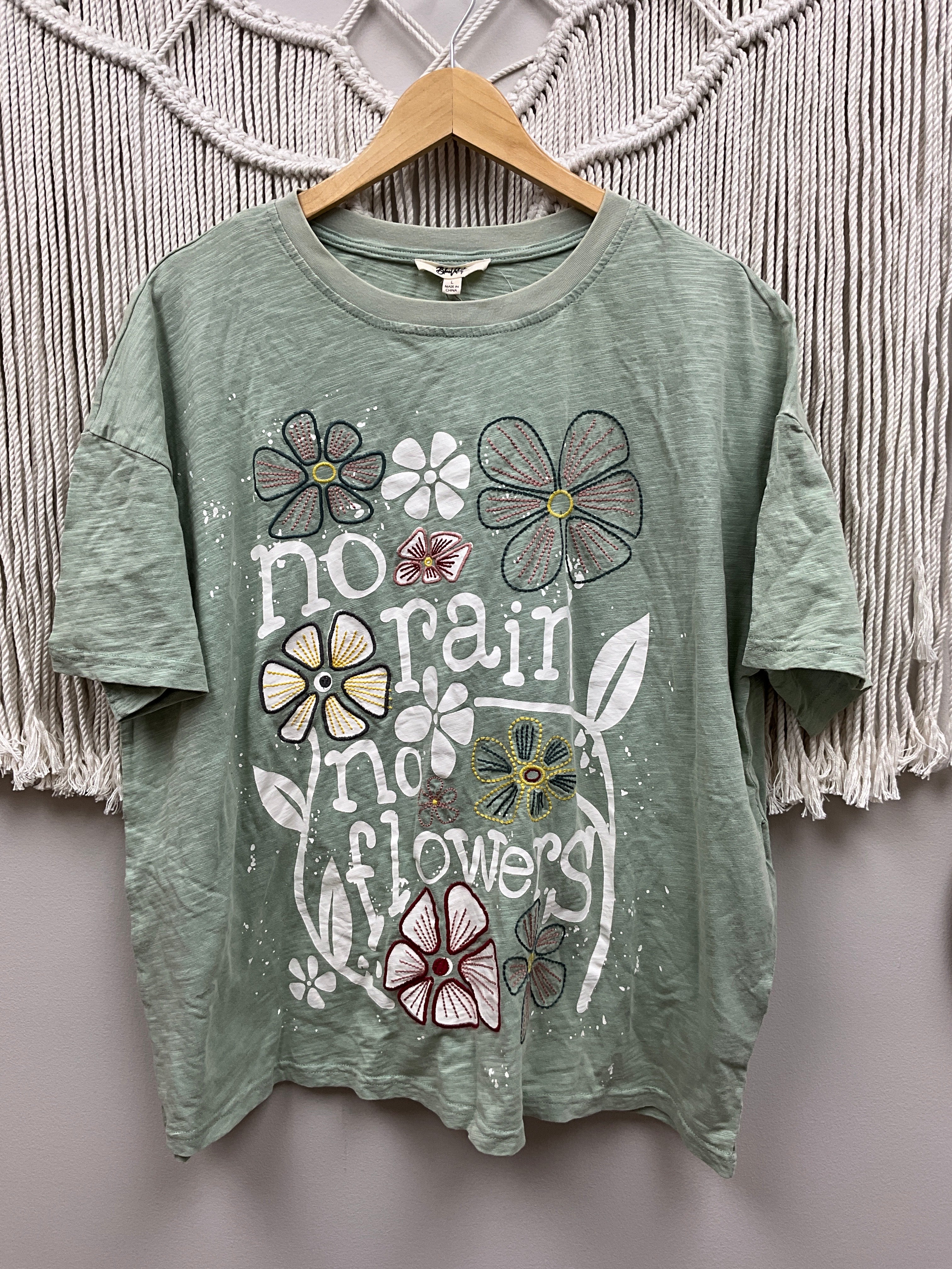 No Rain No Flowers Easy Pullover Tee in Grey