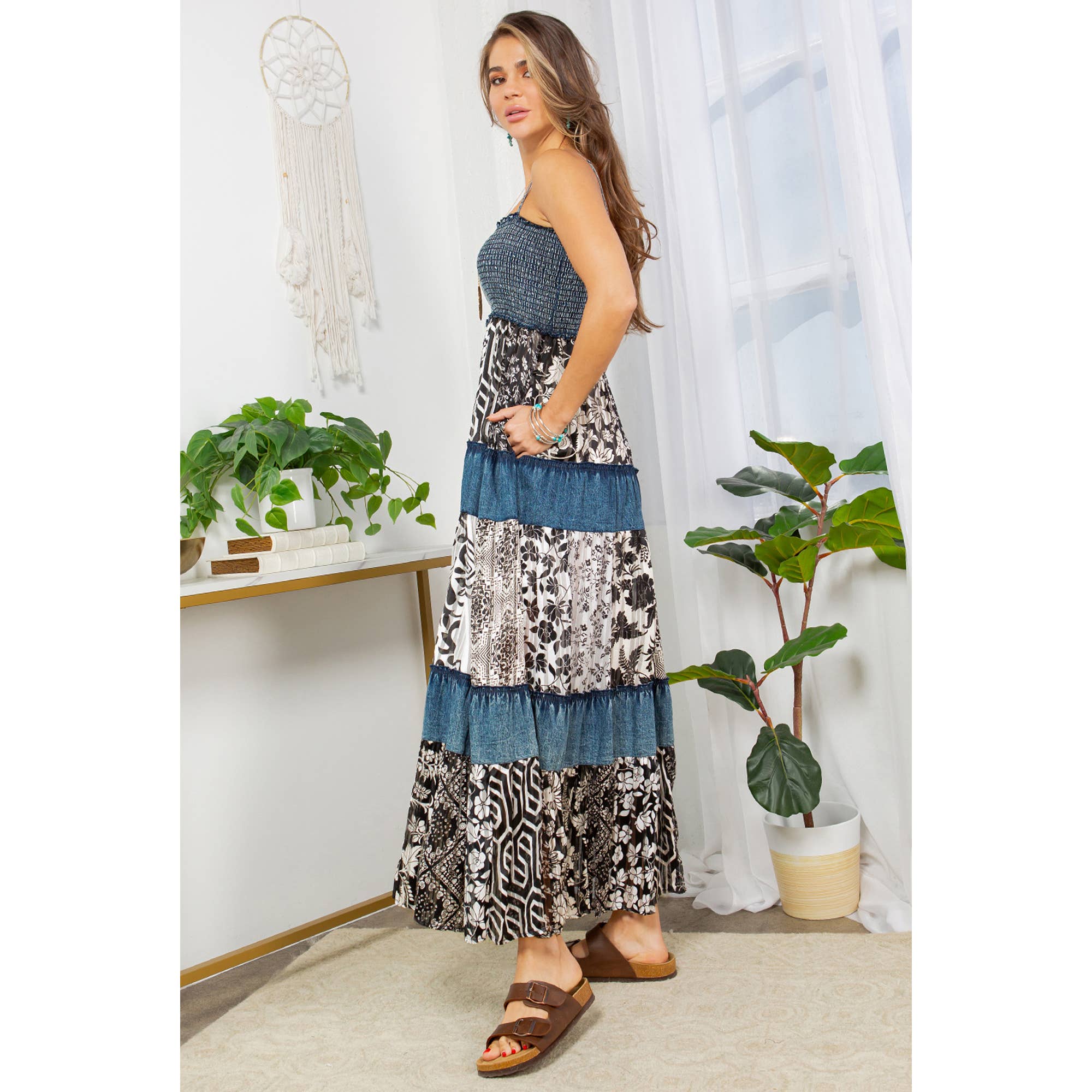 Western Chic With A Smocked & Tiered Patchwork Sundress