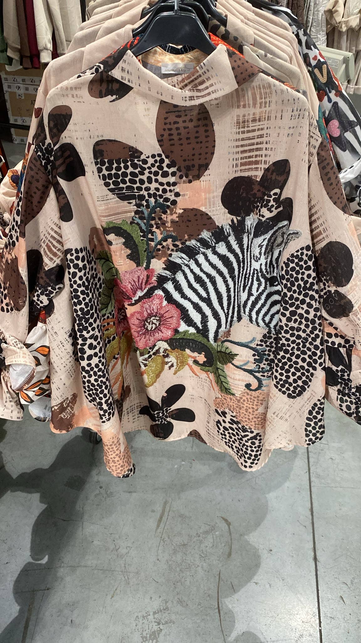 Printed Zebra Heart Shirt Beige