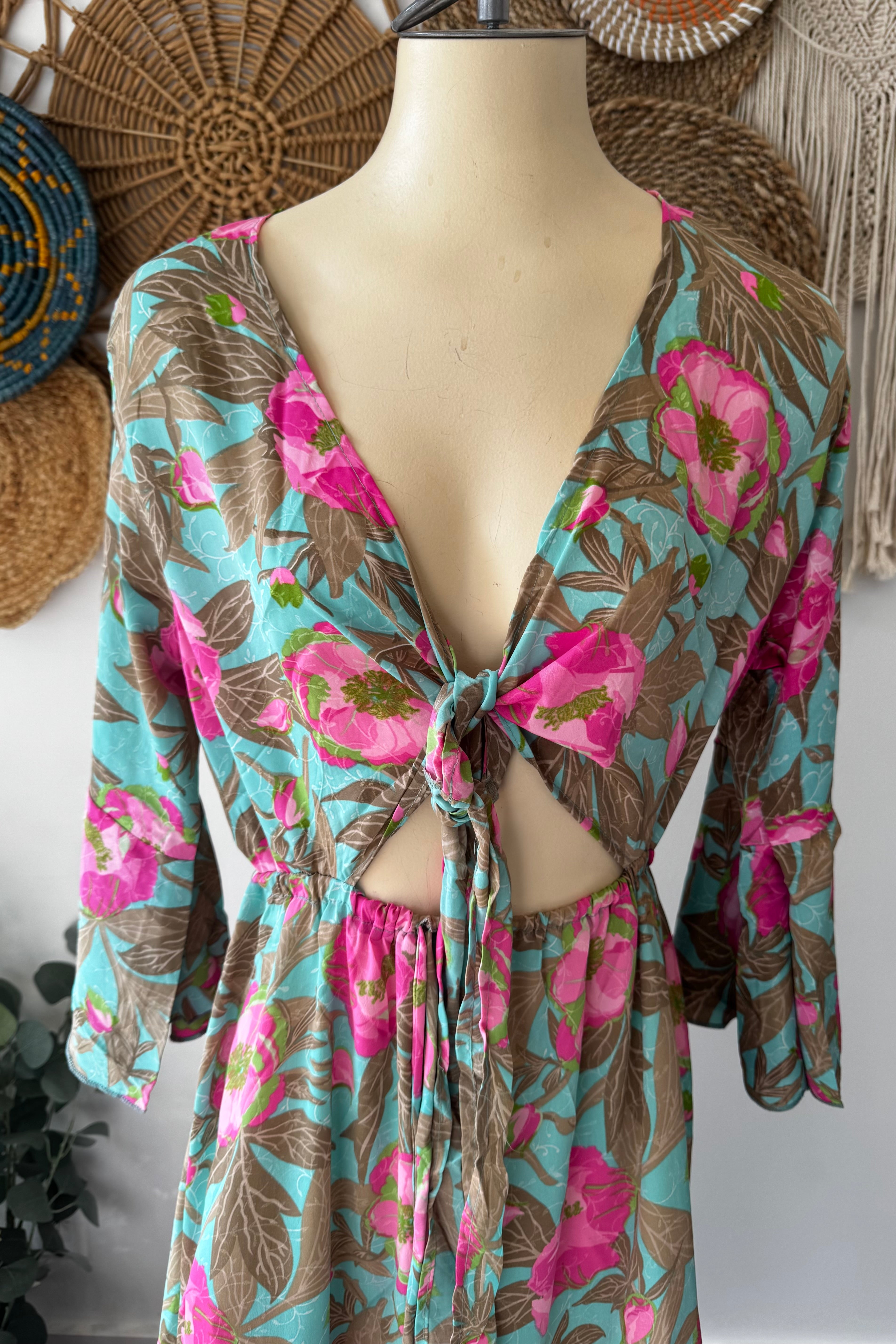 Poly Silk Front Tie Dress 2