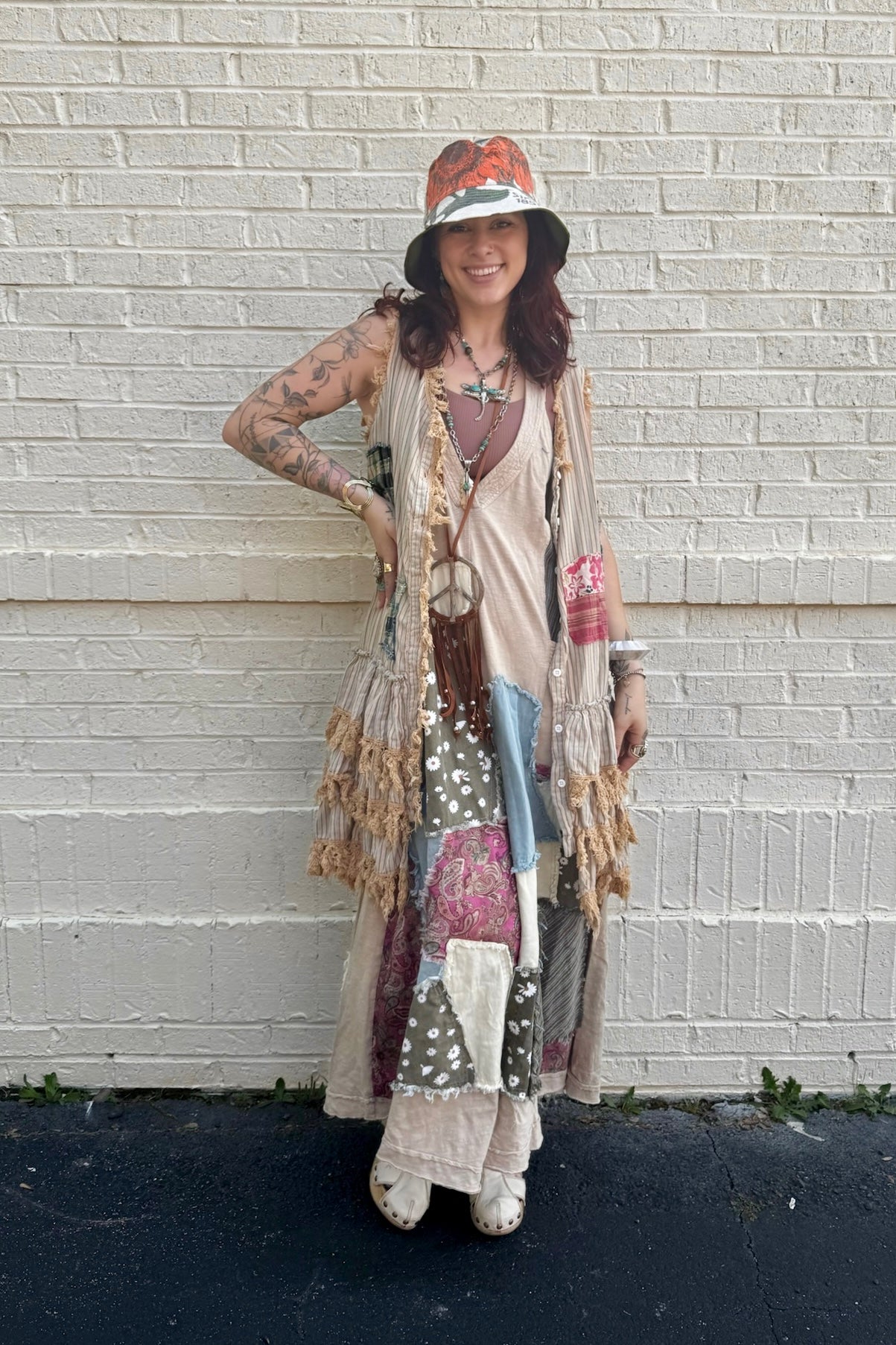 Annabell Swing Deep V Patched Wide Leg jumpsuit Overall