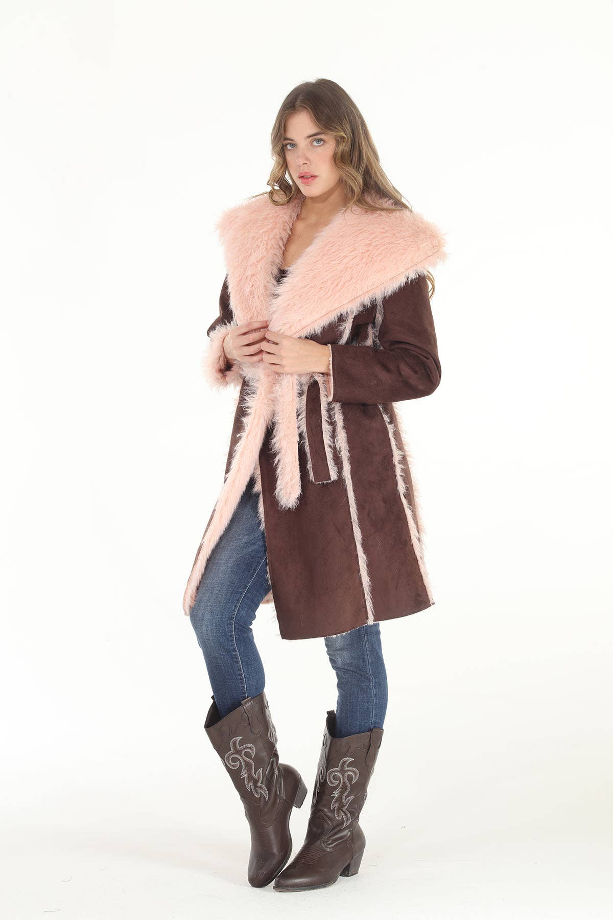 The Tiffany Reversible Faux Suede & Faux Shearling Coat