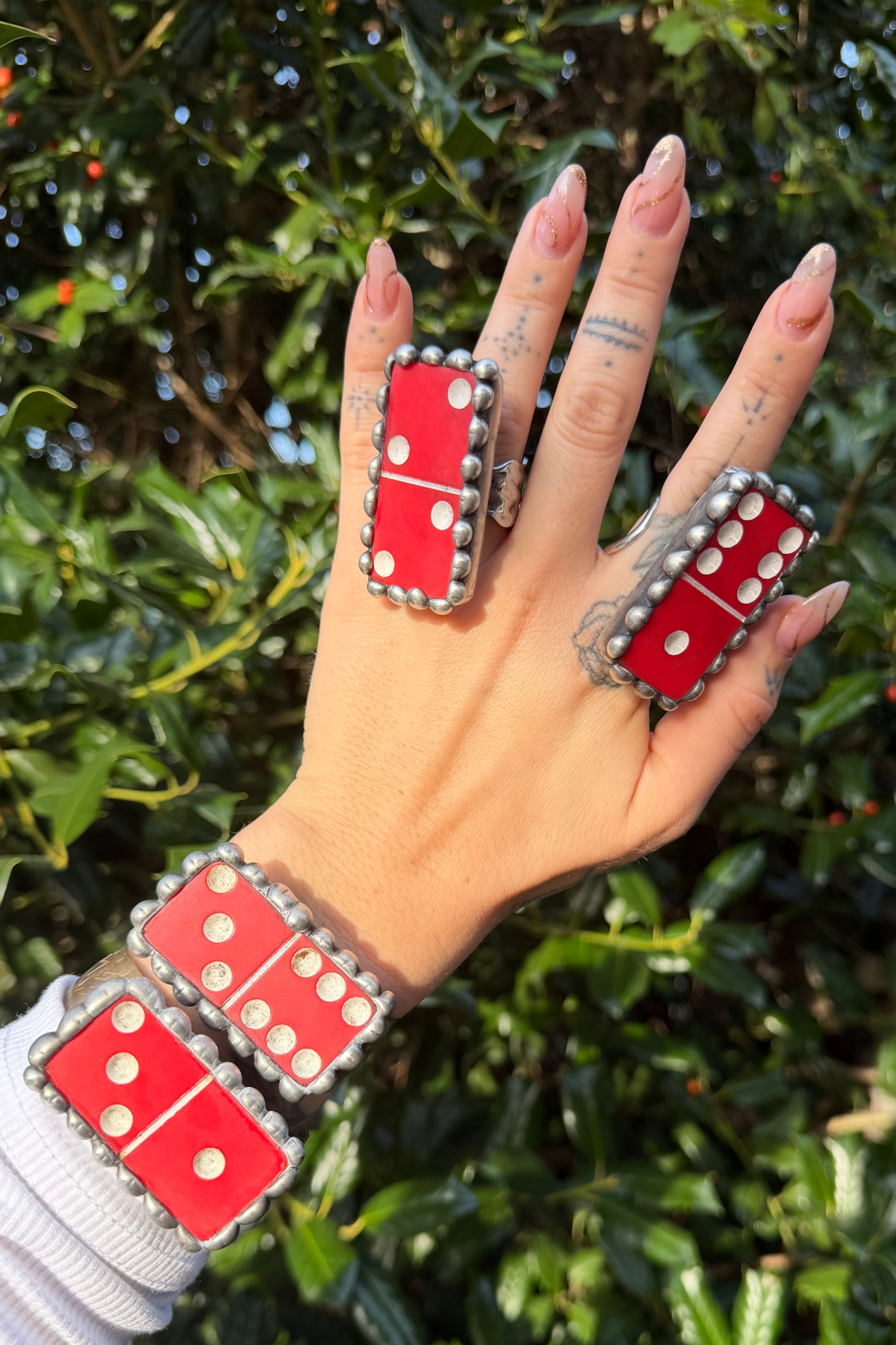 Bright Red Domino Ring or Cuff