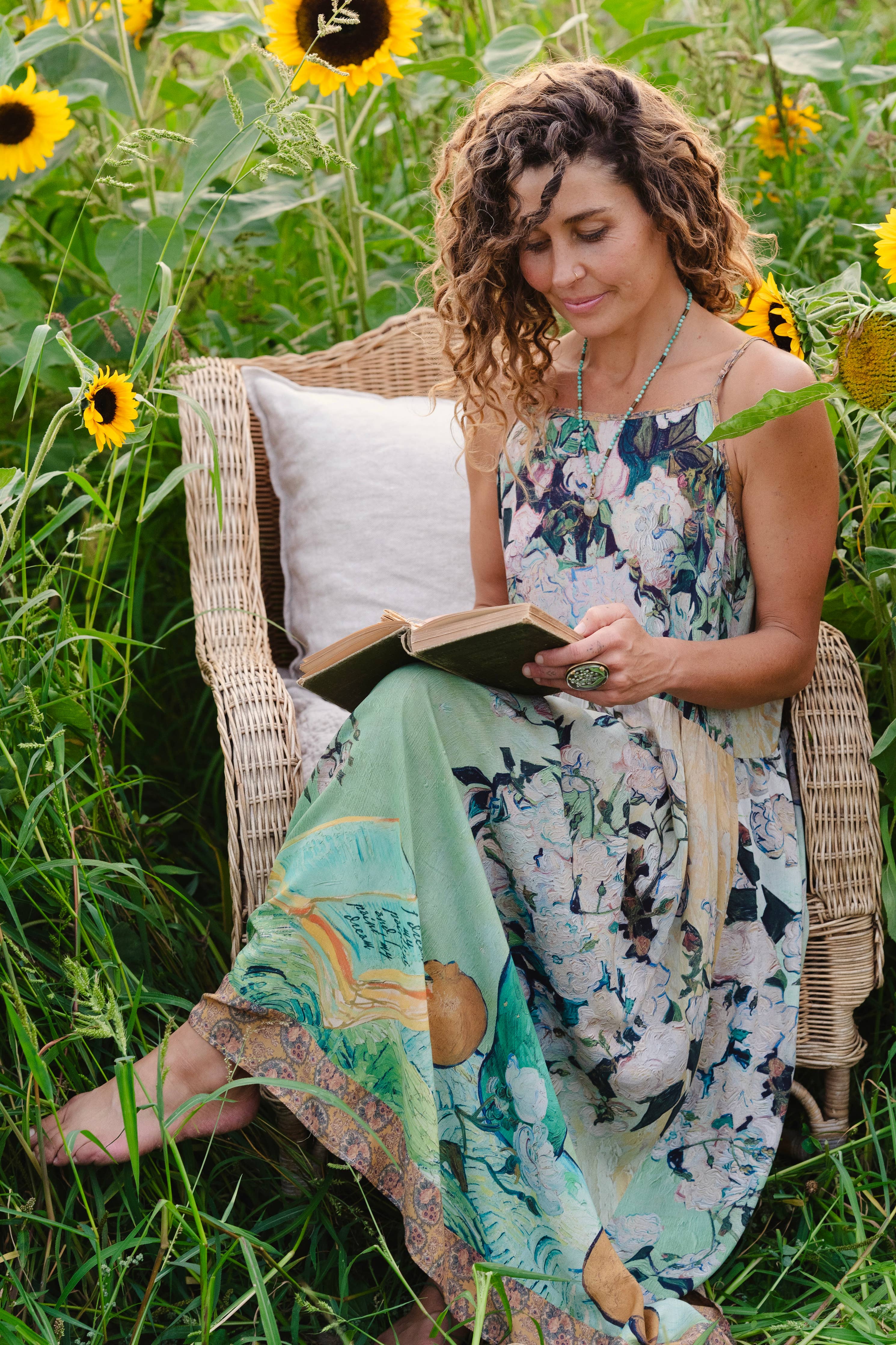 I Paint My Dream Van Gogh Bohéme Long Maxi Slip Dress