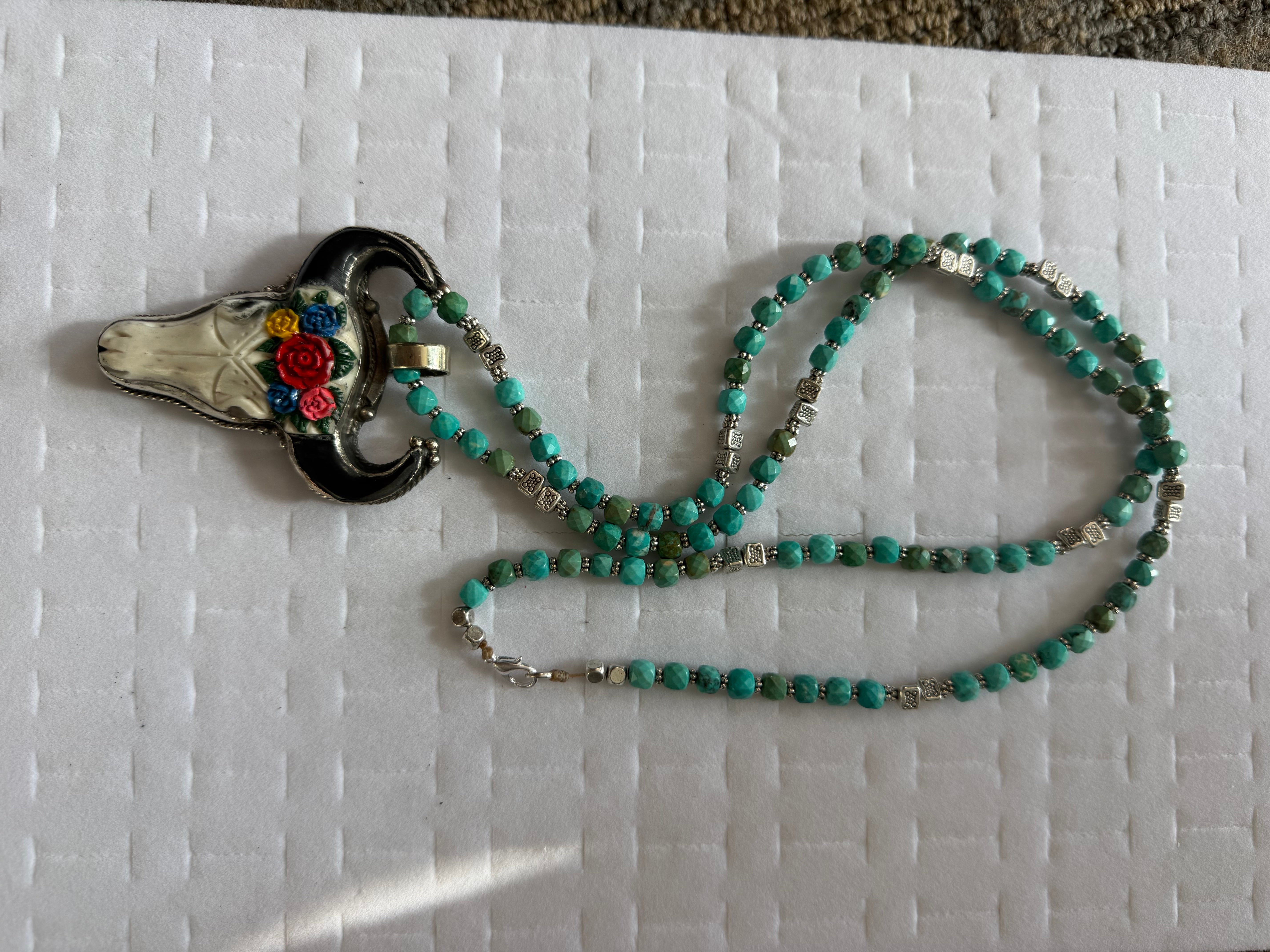 Flower Crown Skull Necklace