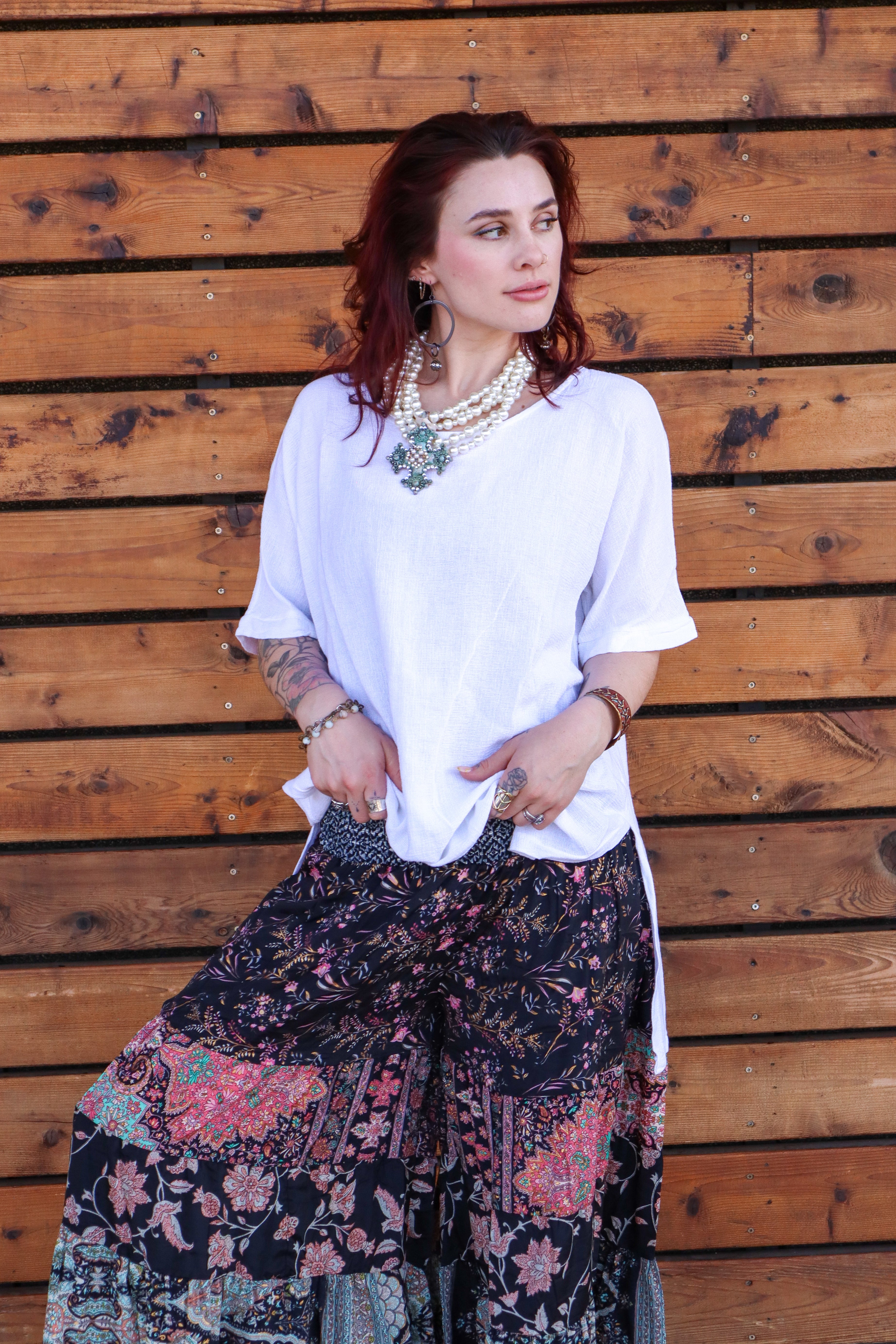 Jasmine High-Low Tunic Top in Mesh Linen