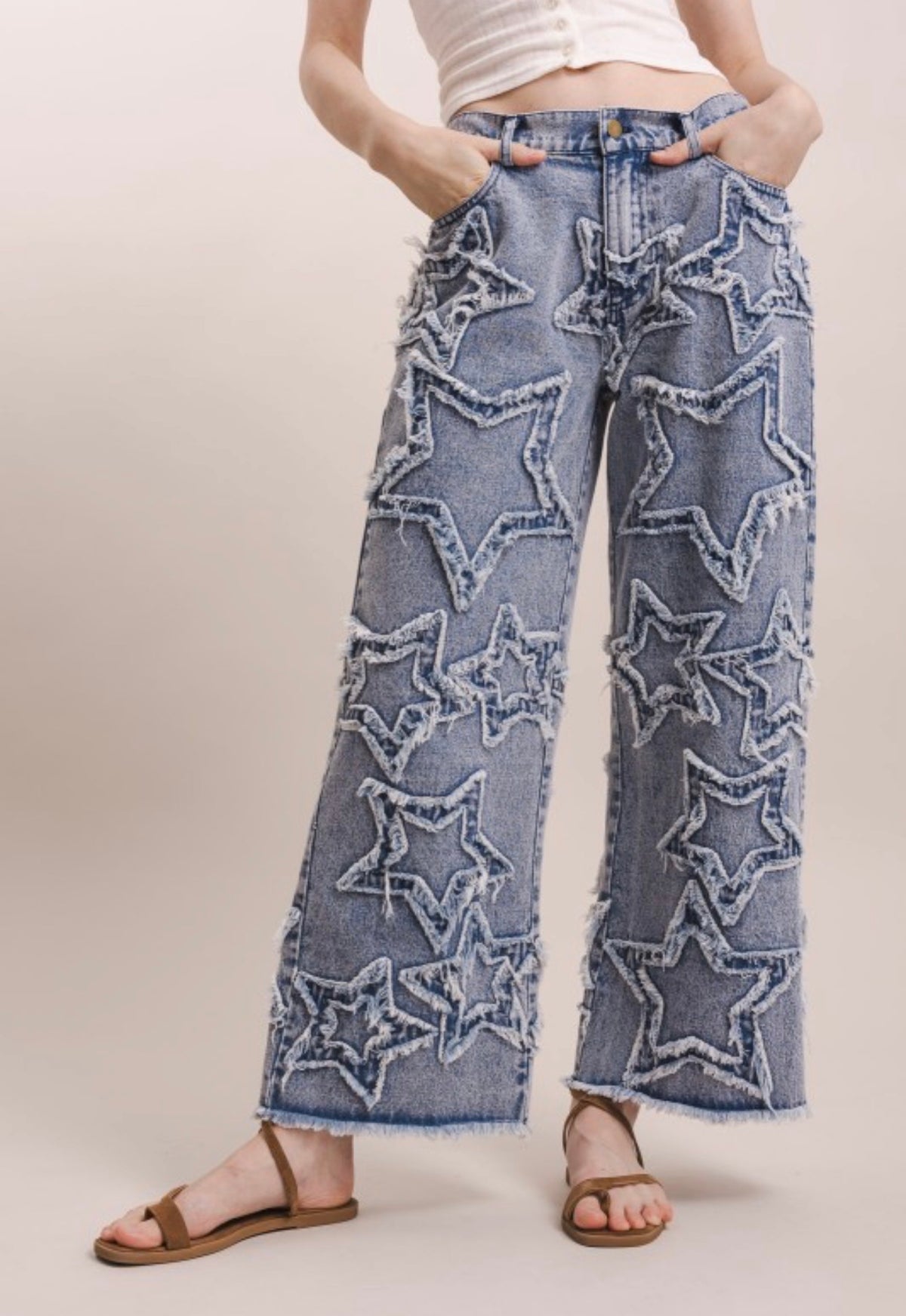 PREORDER - Star Power Patchwork Denim Pants