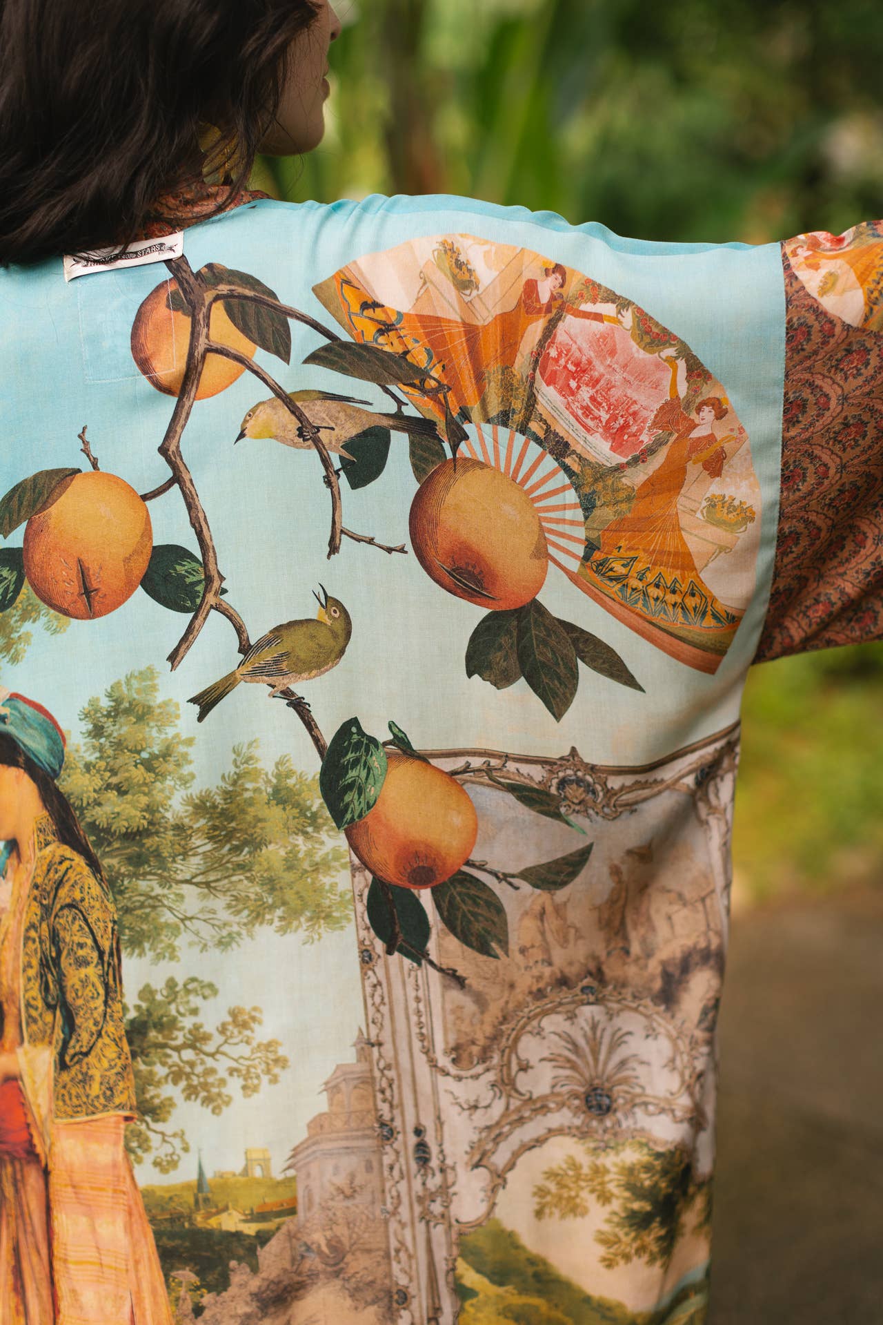 Secret Garden Opera Duster Kimono Robe w/ Swan, Fan