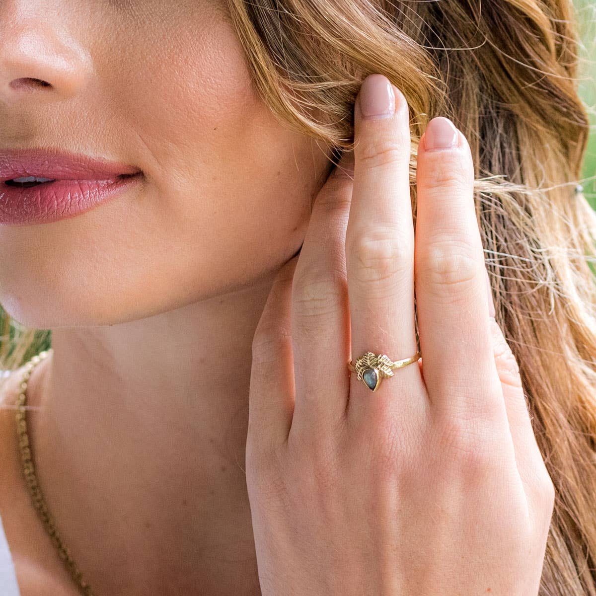 Tanvi Collection Ring - Gold with Labradorite