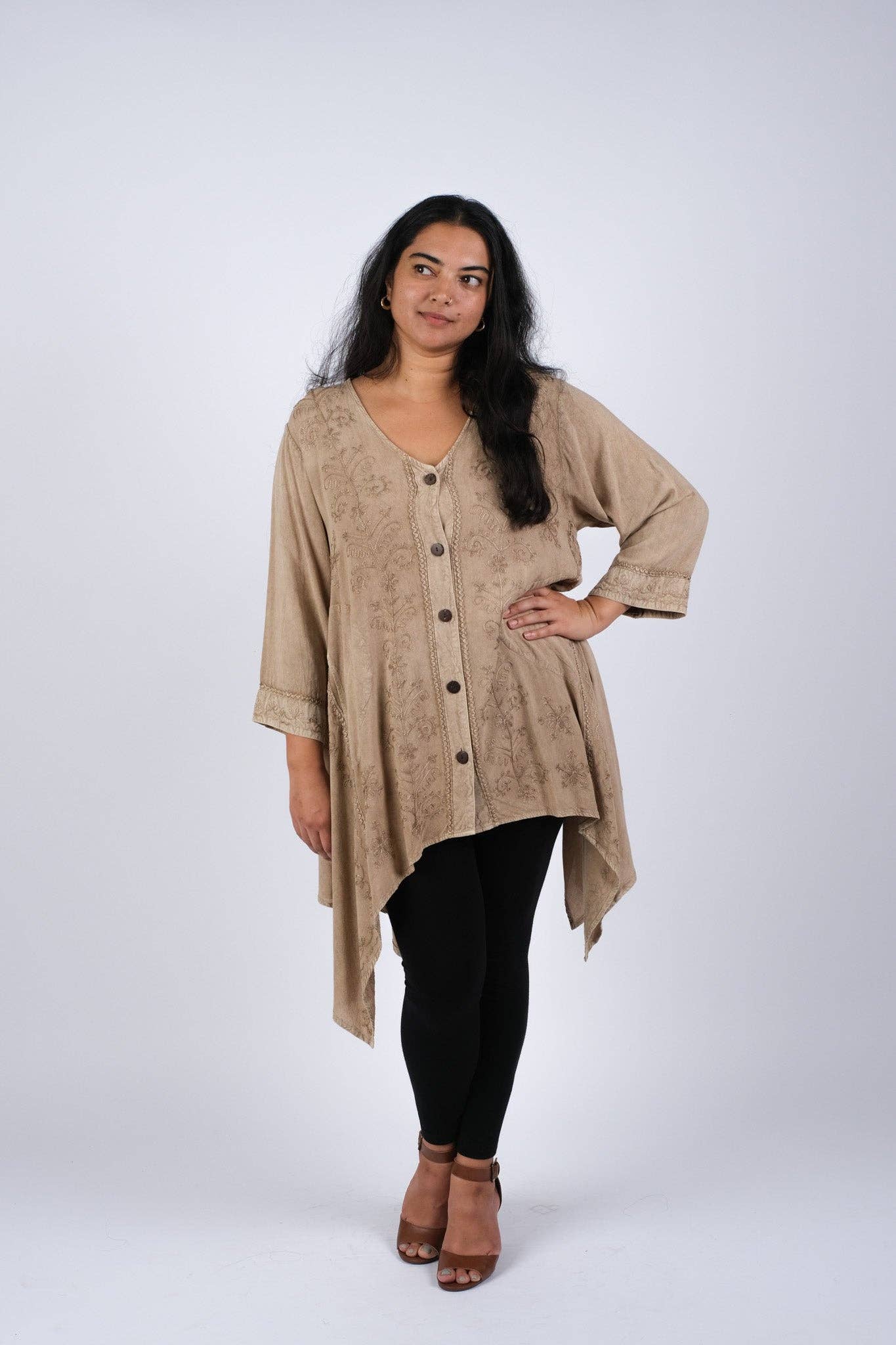 Embroidered Artisan Camel Tunic