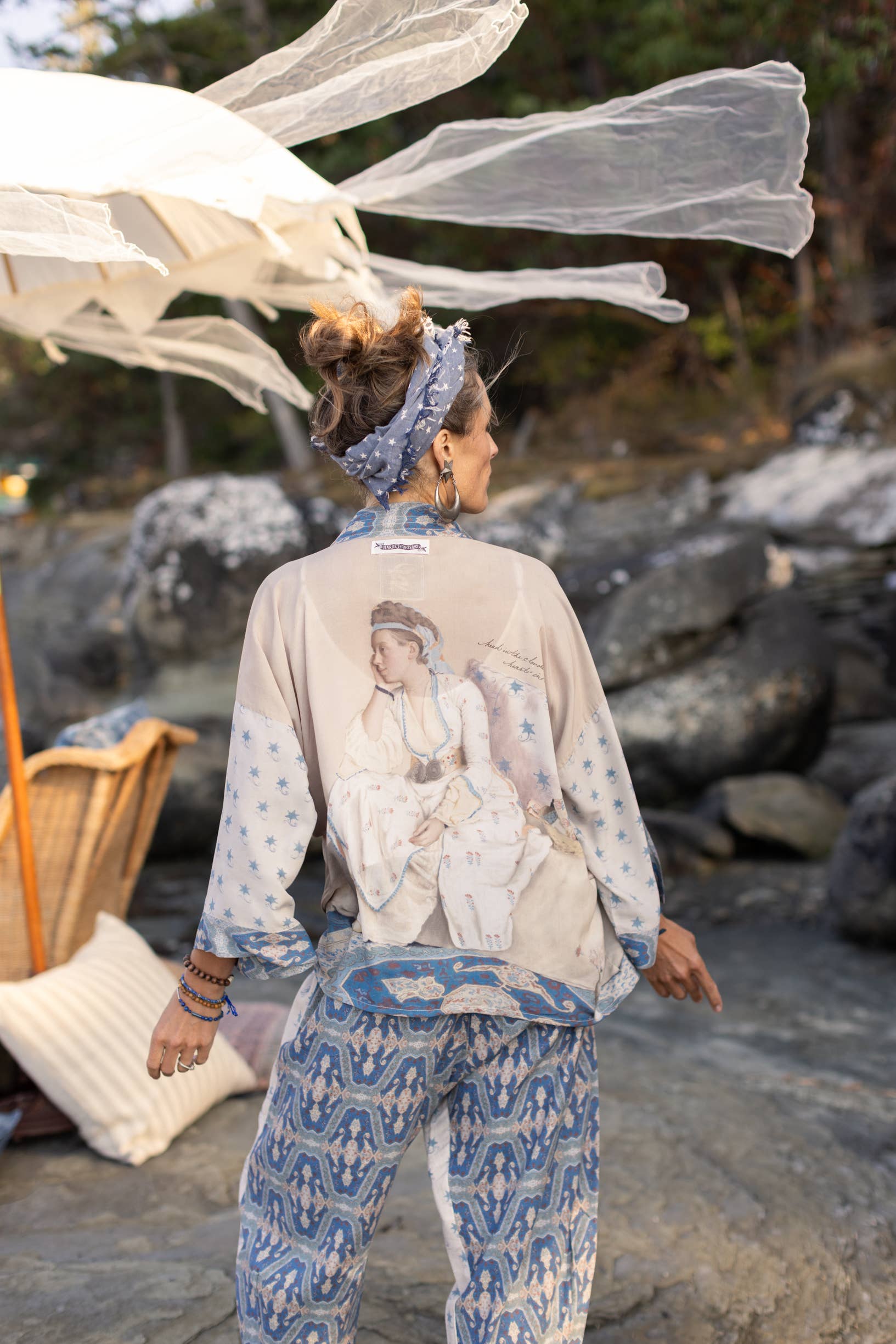 Head In The Clouds Pixie Duster Cropped Kimono w/ Stars