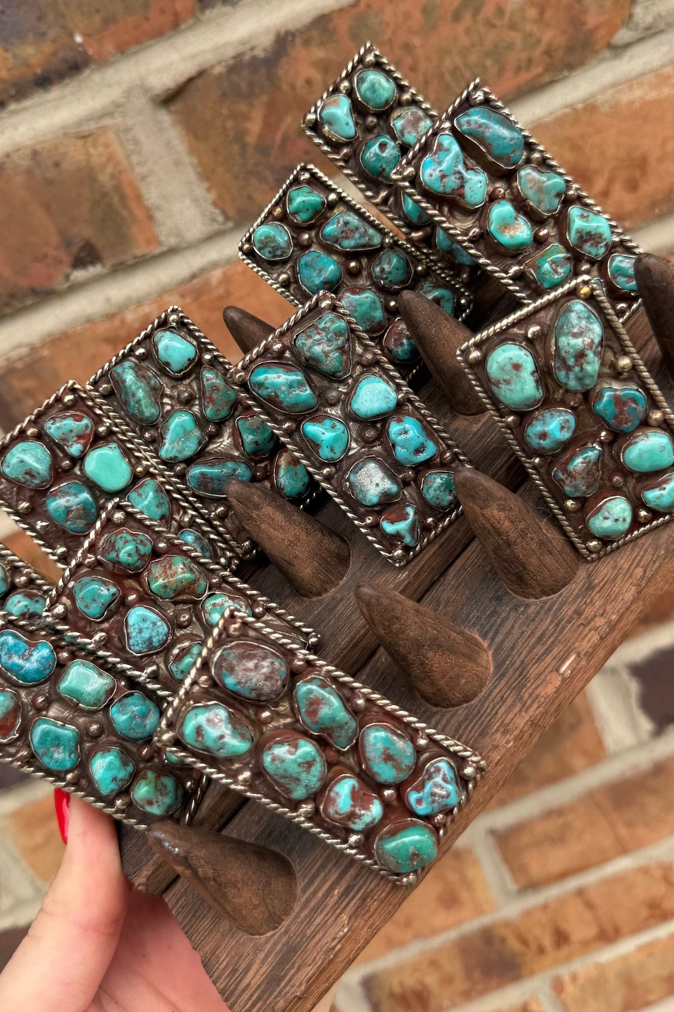 8 Nugget Turquoise Rectangle Ring - ivyandlavyboutique ivyandlavyboutique