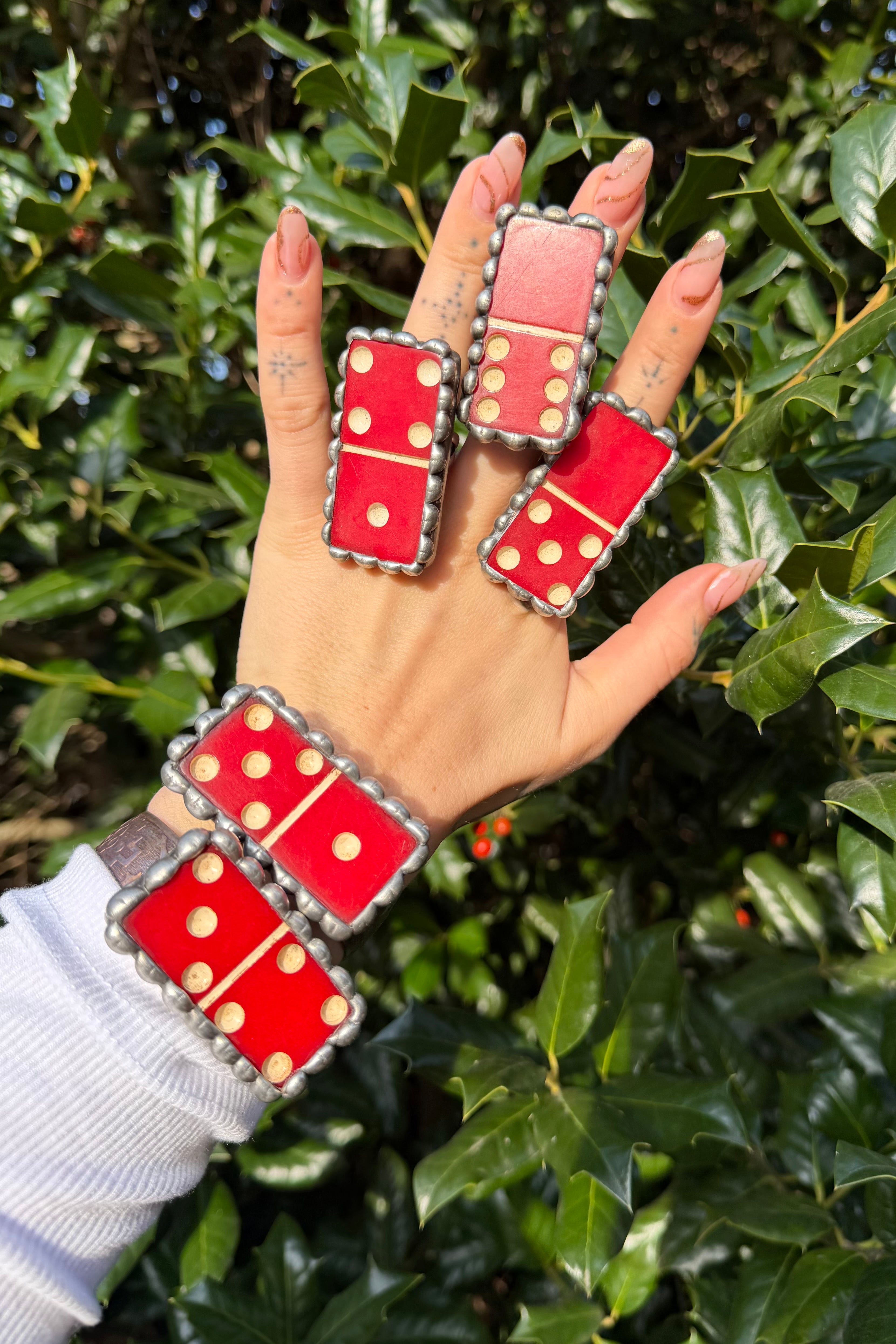 Maroon Red Domino Ring or Cuff