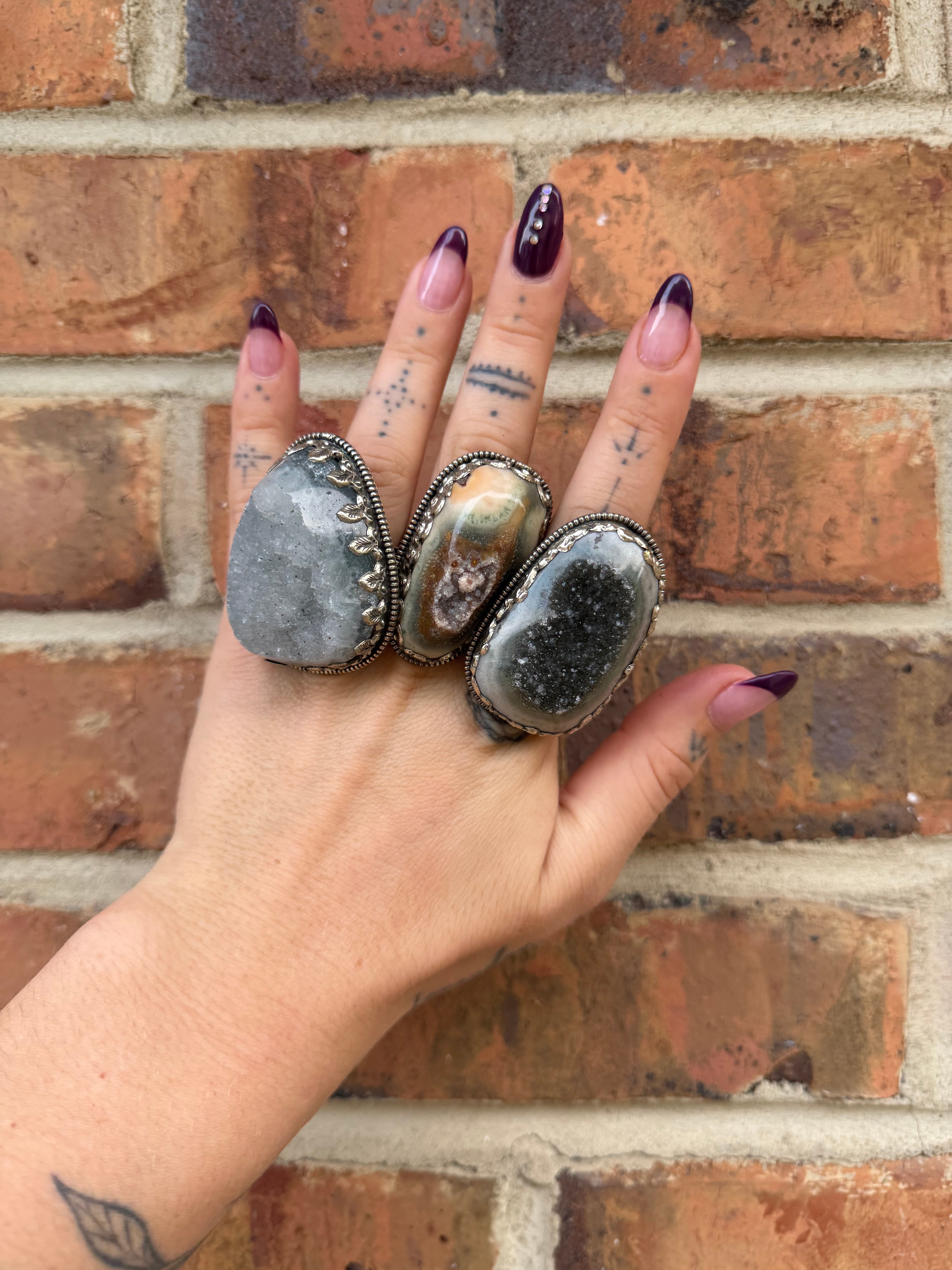 Chunky Raw Gemstone Nugget Ring Set 2
