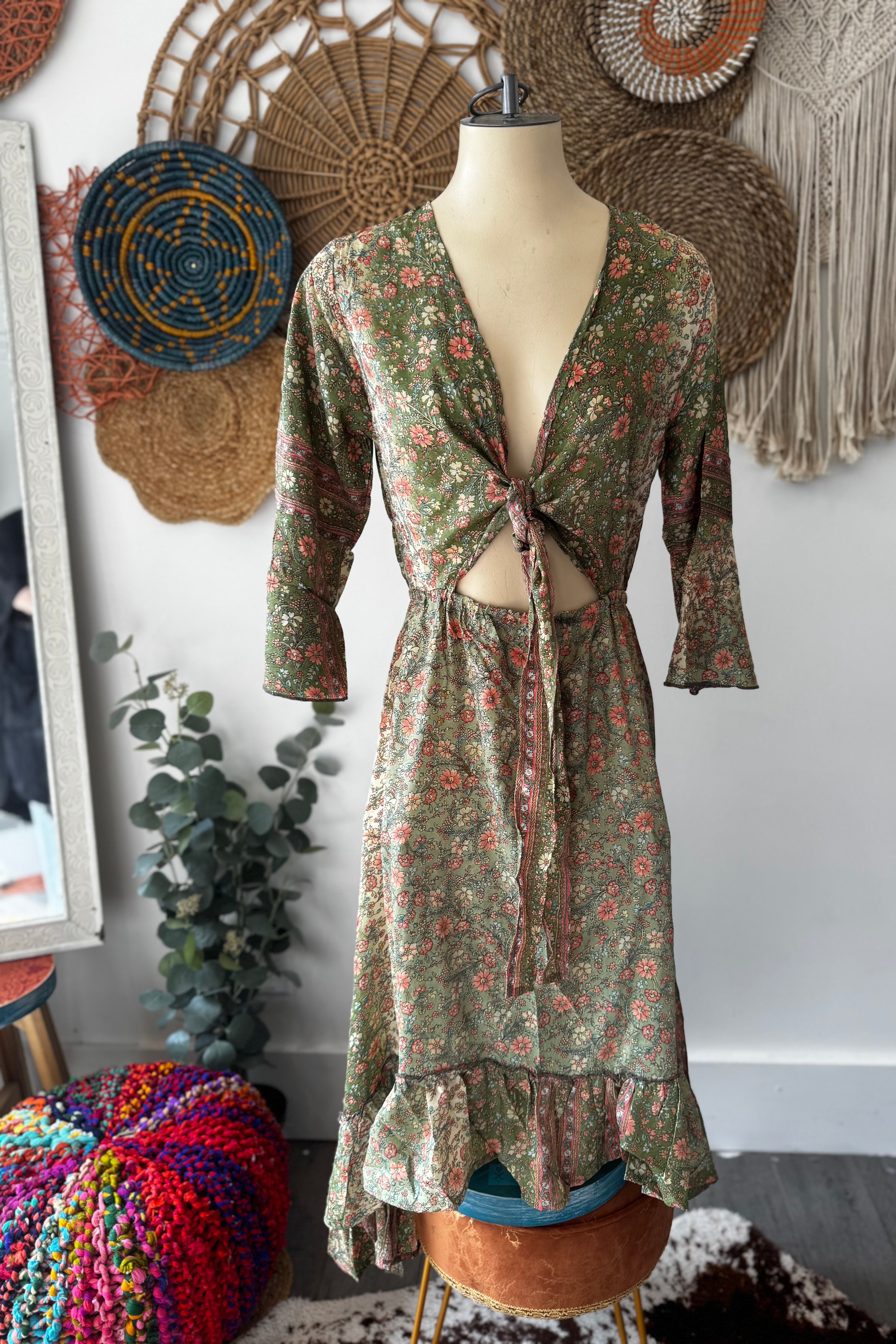 Poly Silk Front Tie Dress 7