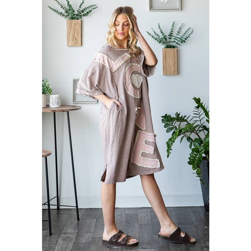 Your Love Embroidered T-Shirt Dress in Blues