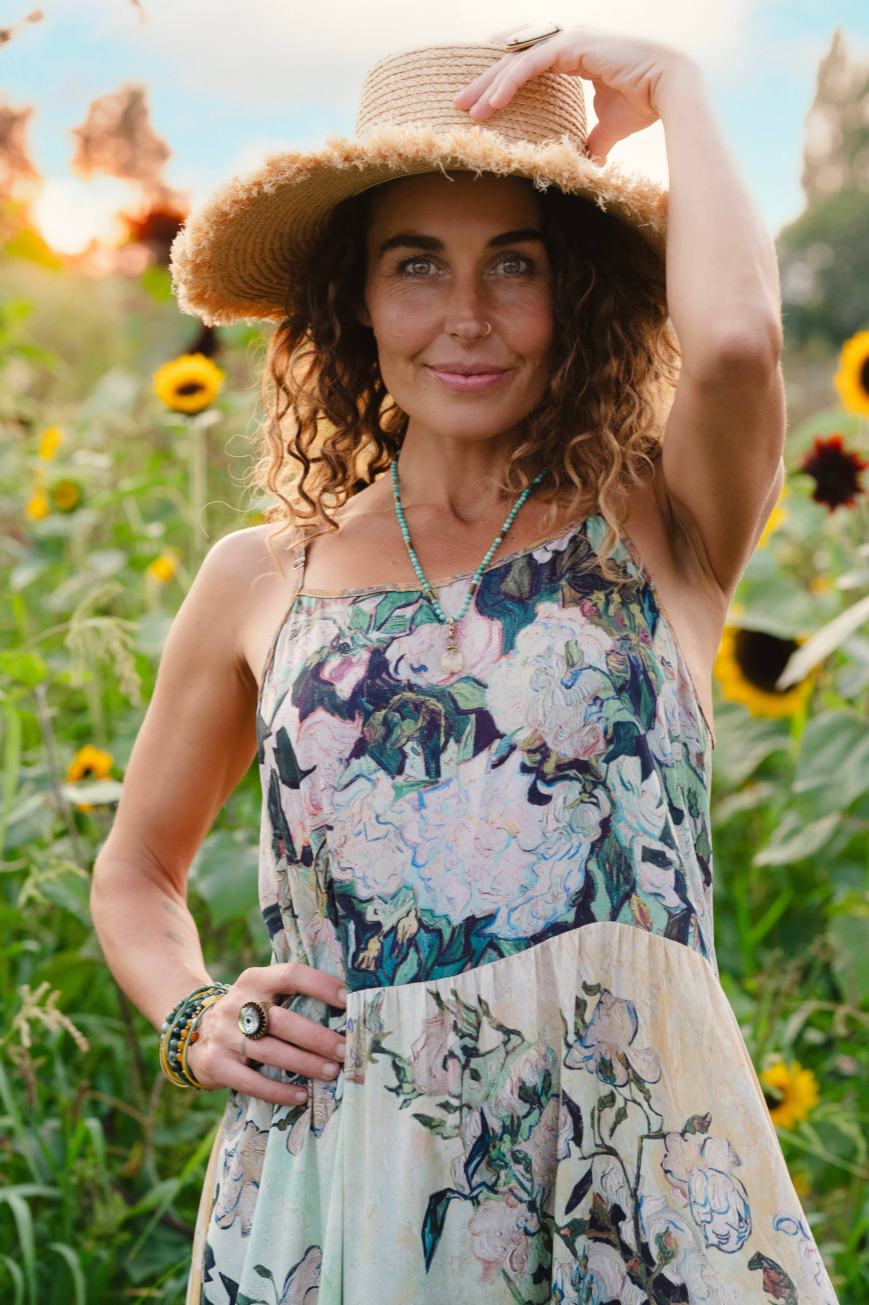 I Paint My Dream Van Gogh Bohéme Long Maxi Slip Dress
