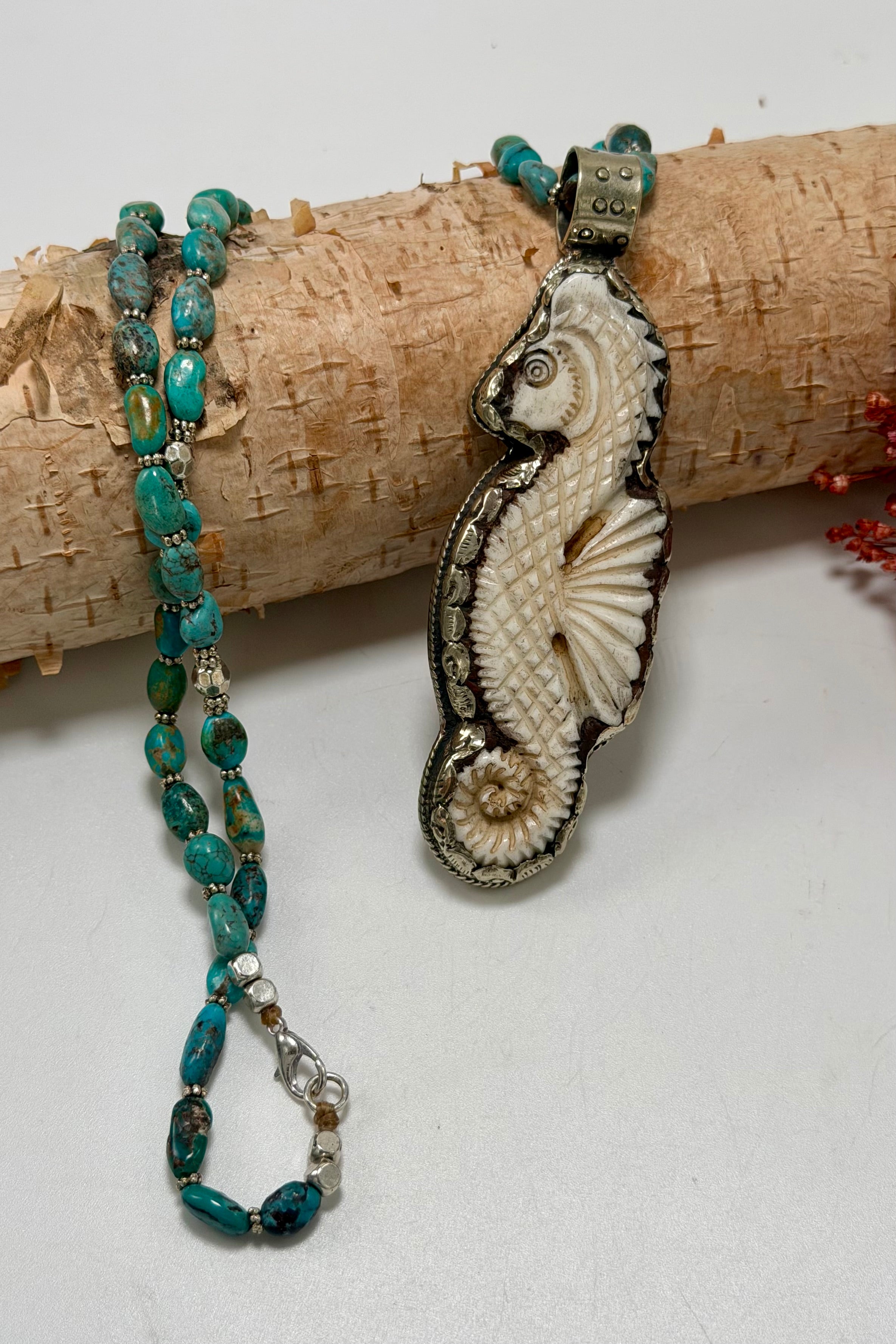 Seahorse Prance w/ Turquoise Necklace