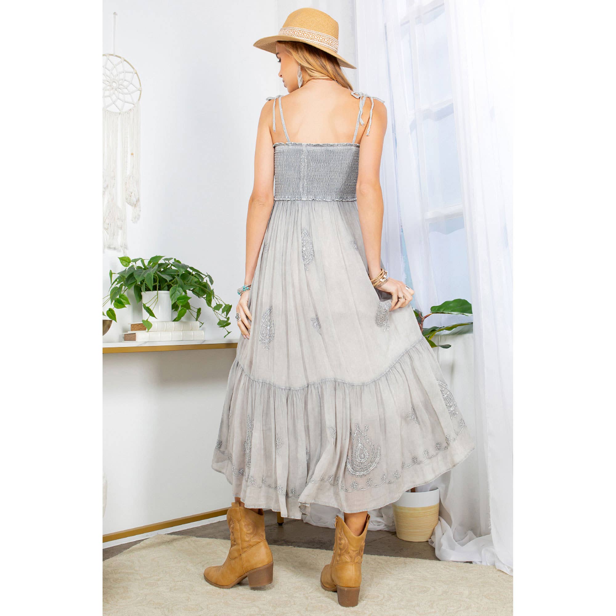 Ethereal Long Sundress With Hand Aari Embroidery Dress