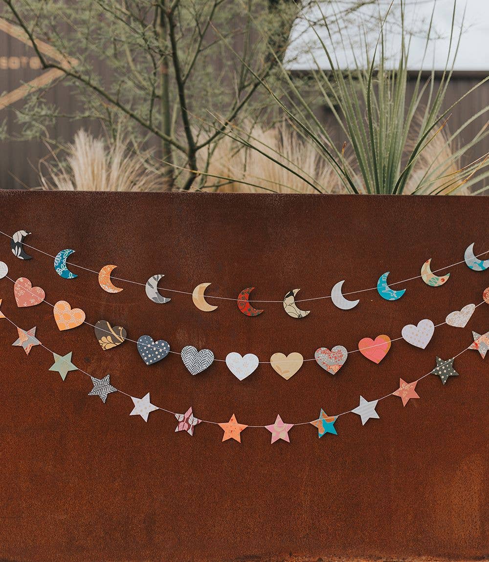 Hearts Recycled Paper Garland - Eco Friendly Tree Free Decor