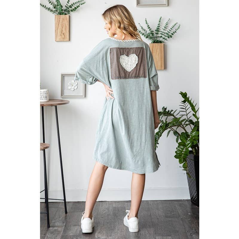 Your Love Embroidered T-Shirt Dress in Blues