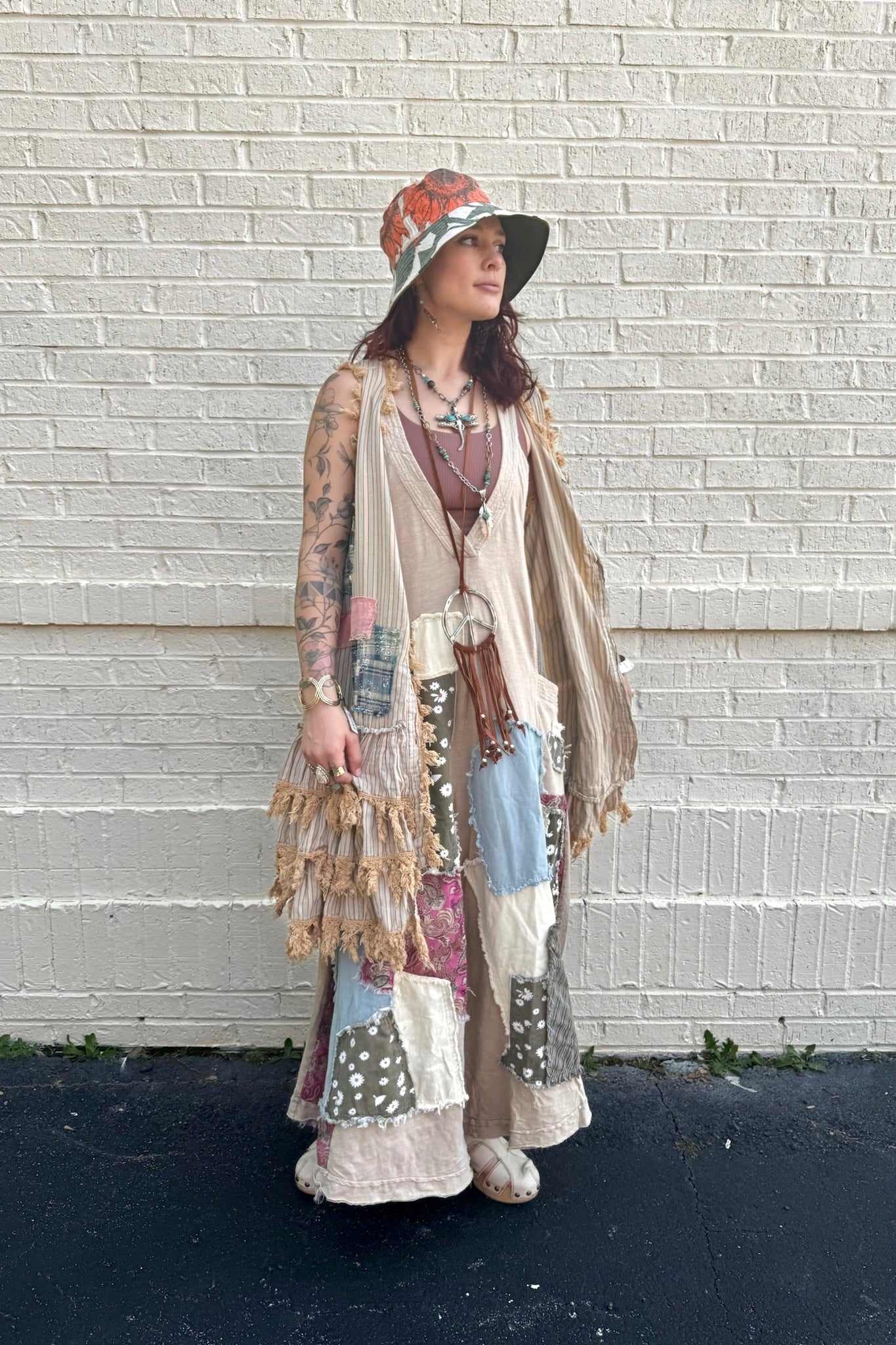 Annabell Swing Deep V Patched Wide Leg jumpsuit Overall