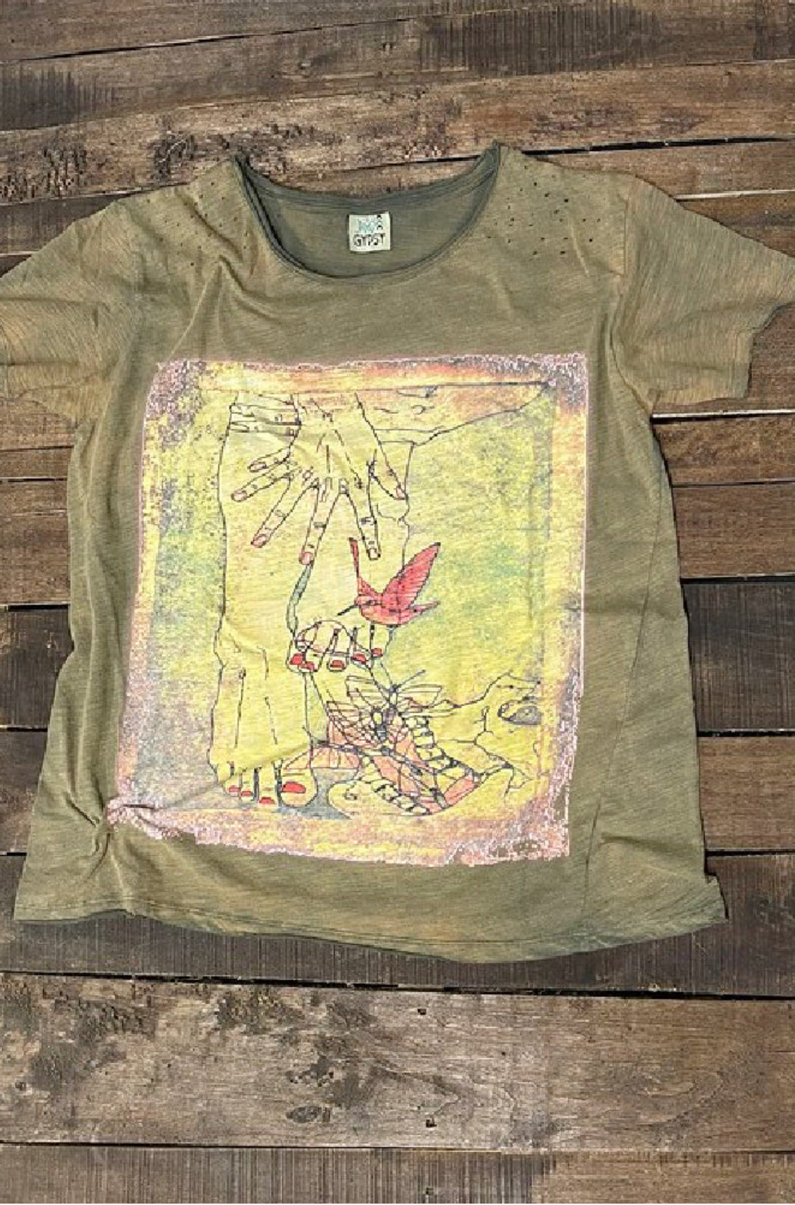 Hands - Moon Dance Distressed Cotton Tee Top