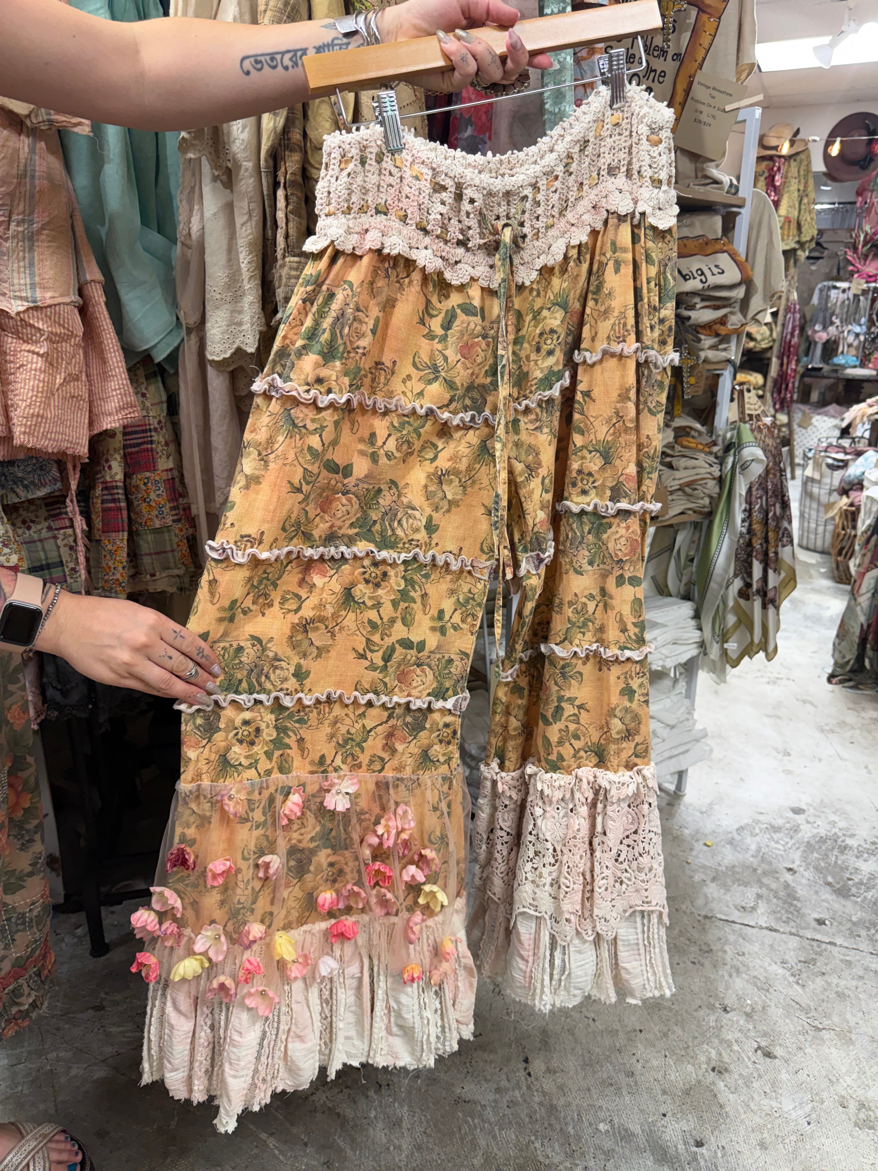 Tattered Flower Pants
