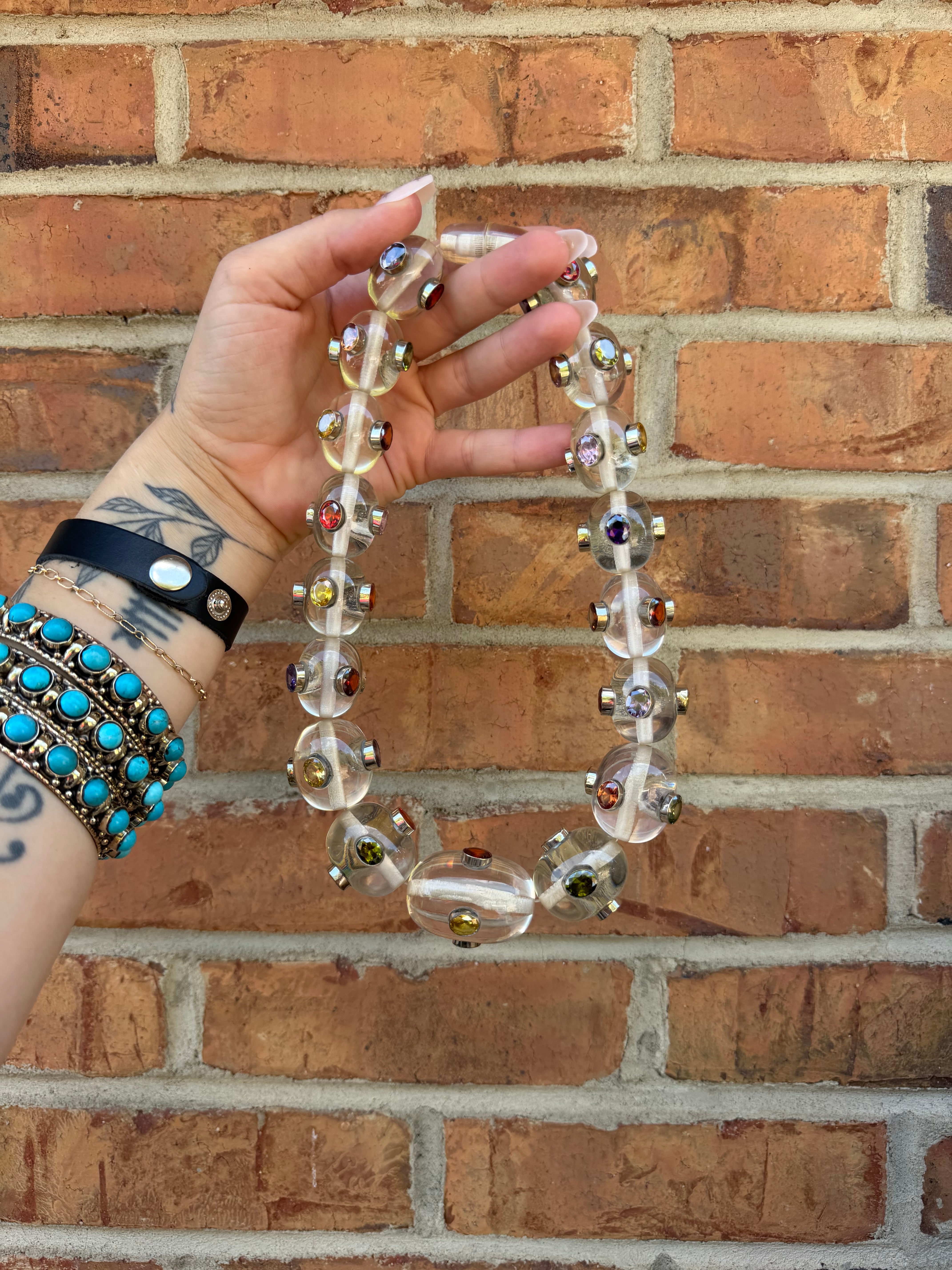 Resin Gem Beaded Ball Necklace in Clear - Style 1
