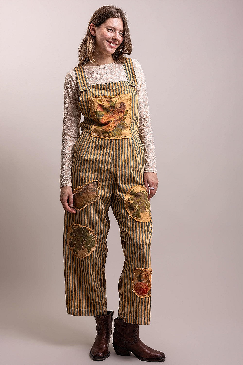 Butterfly Stripe Boho Overalls