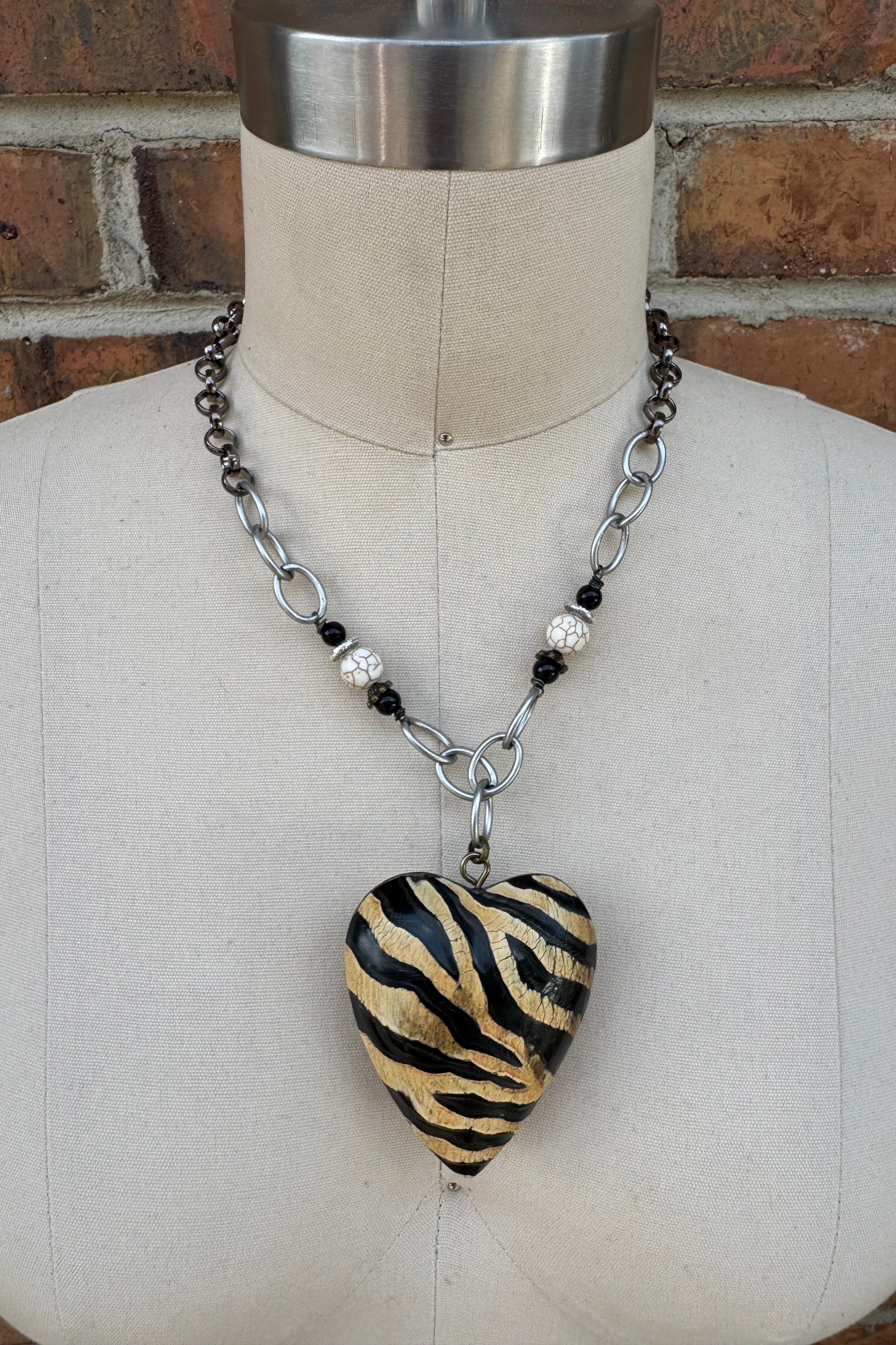 Animal Stripe Heart Necklace