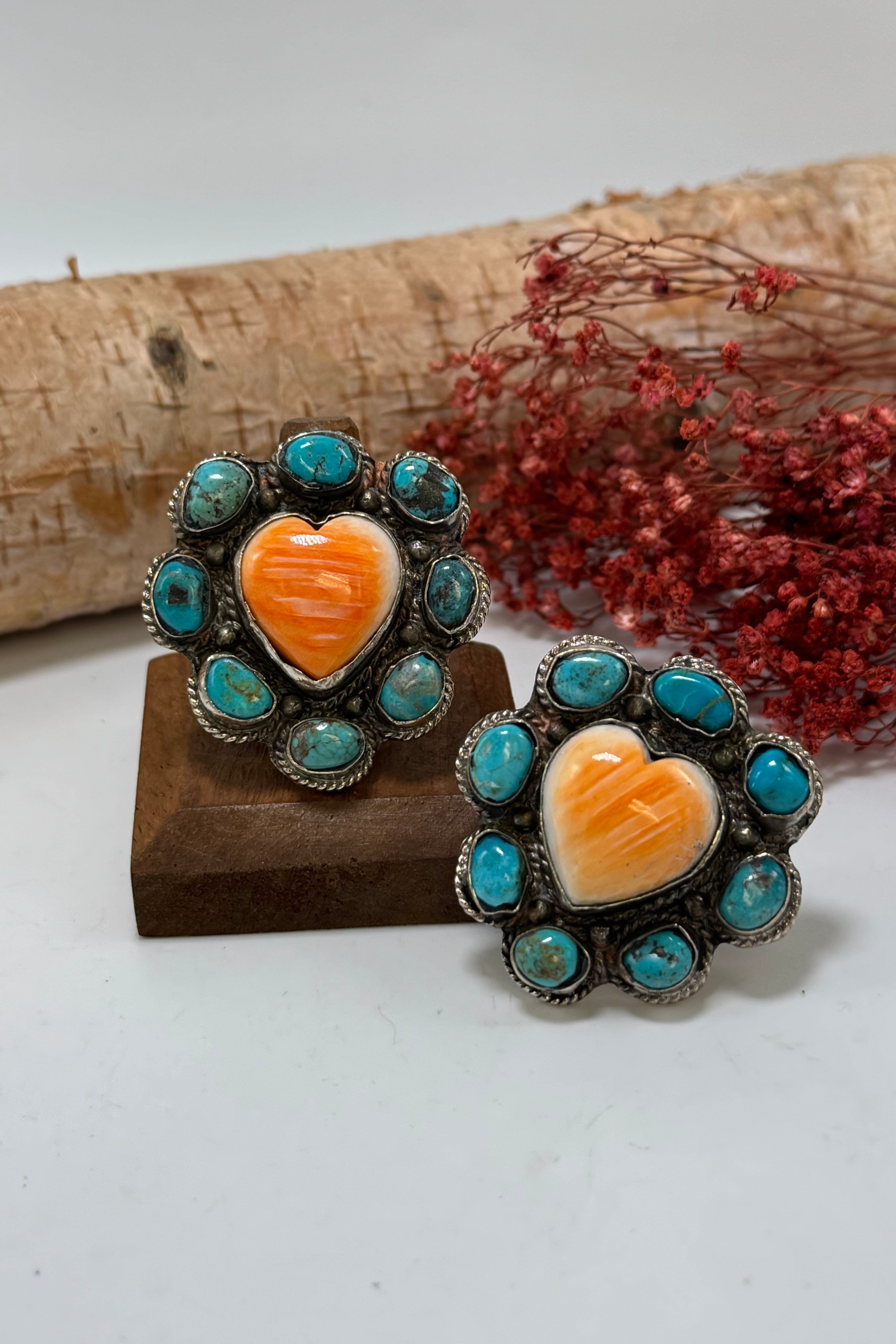 Turquoise and orange hearts