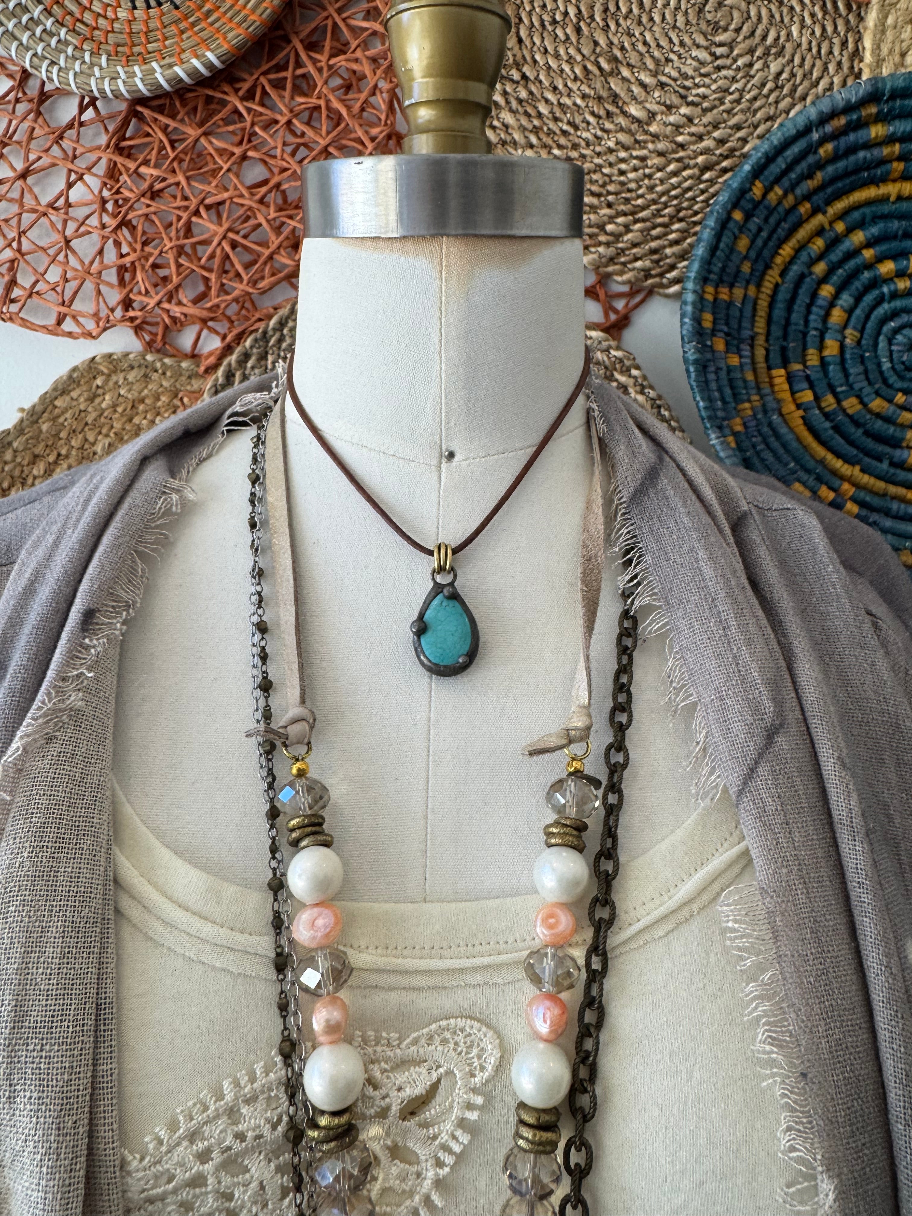 Leather & Turquoise Choker