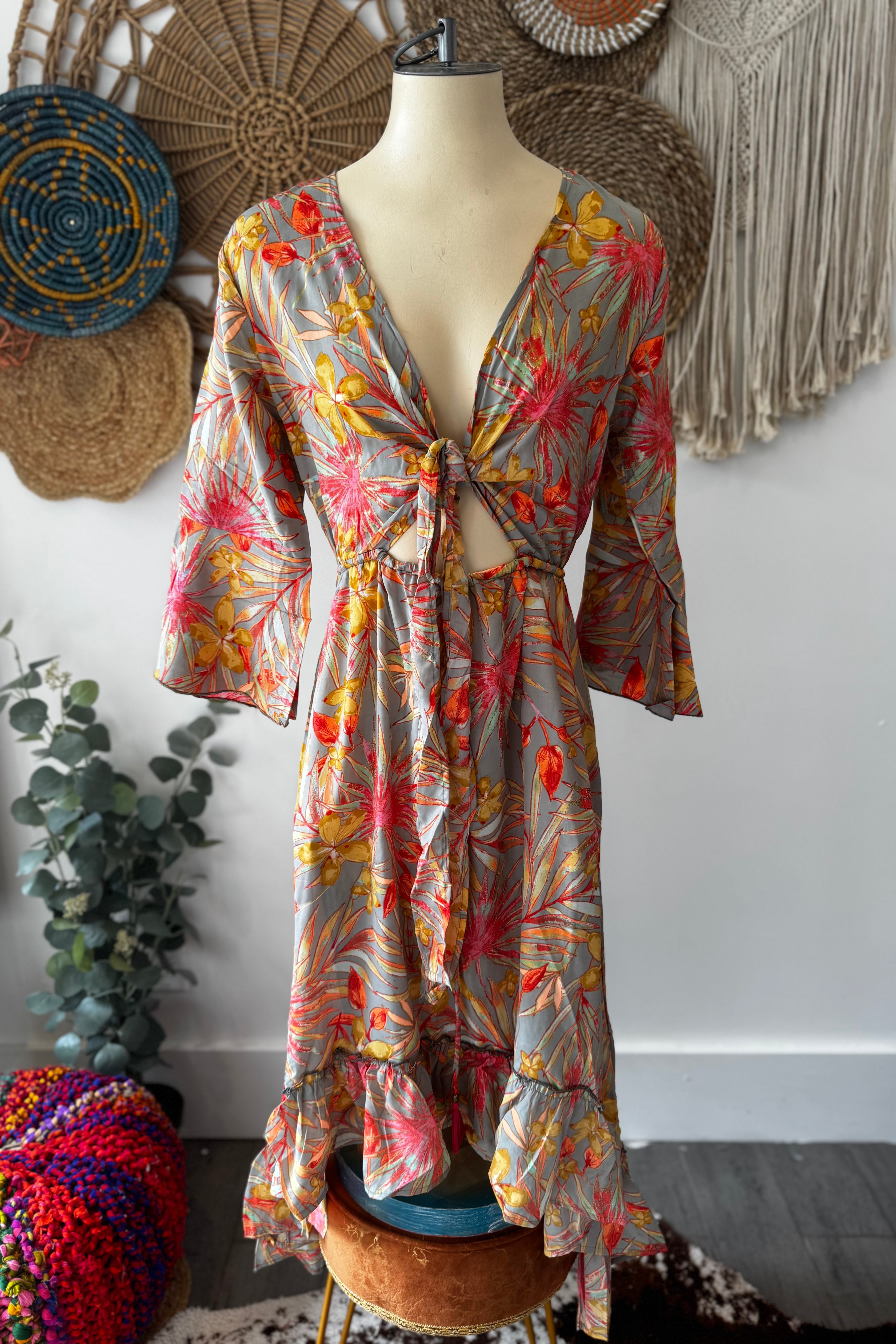 Poly Silk Front Tie Dress 6