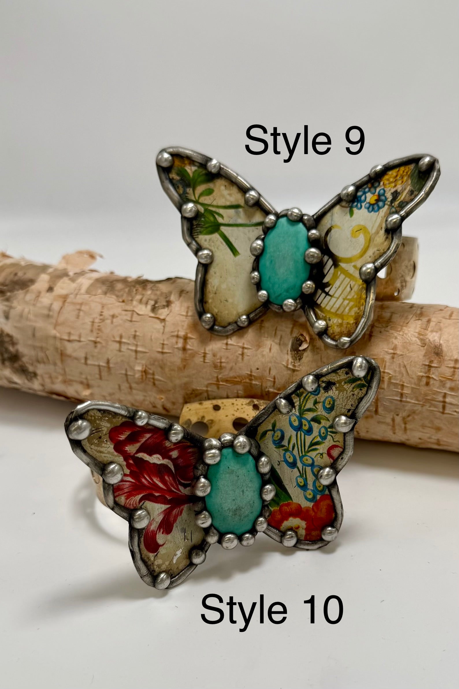 Butterfly Recycled Tin Cuff Bracelet w/ Gemstone