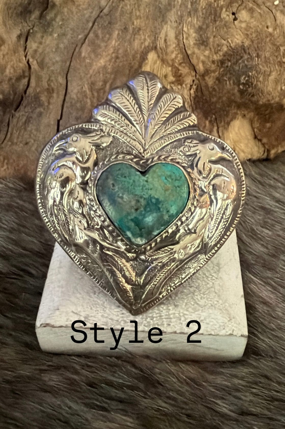 Turquoise Heart In The Middle Ring