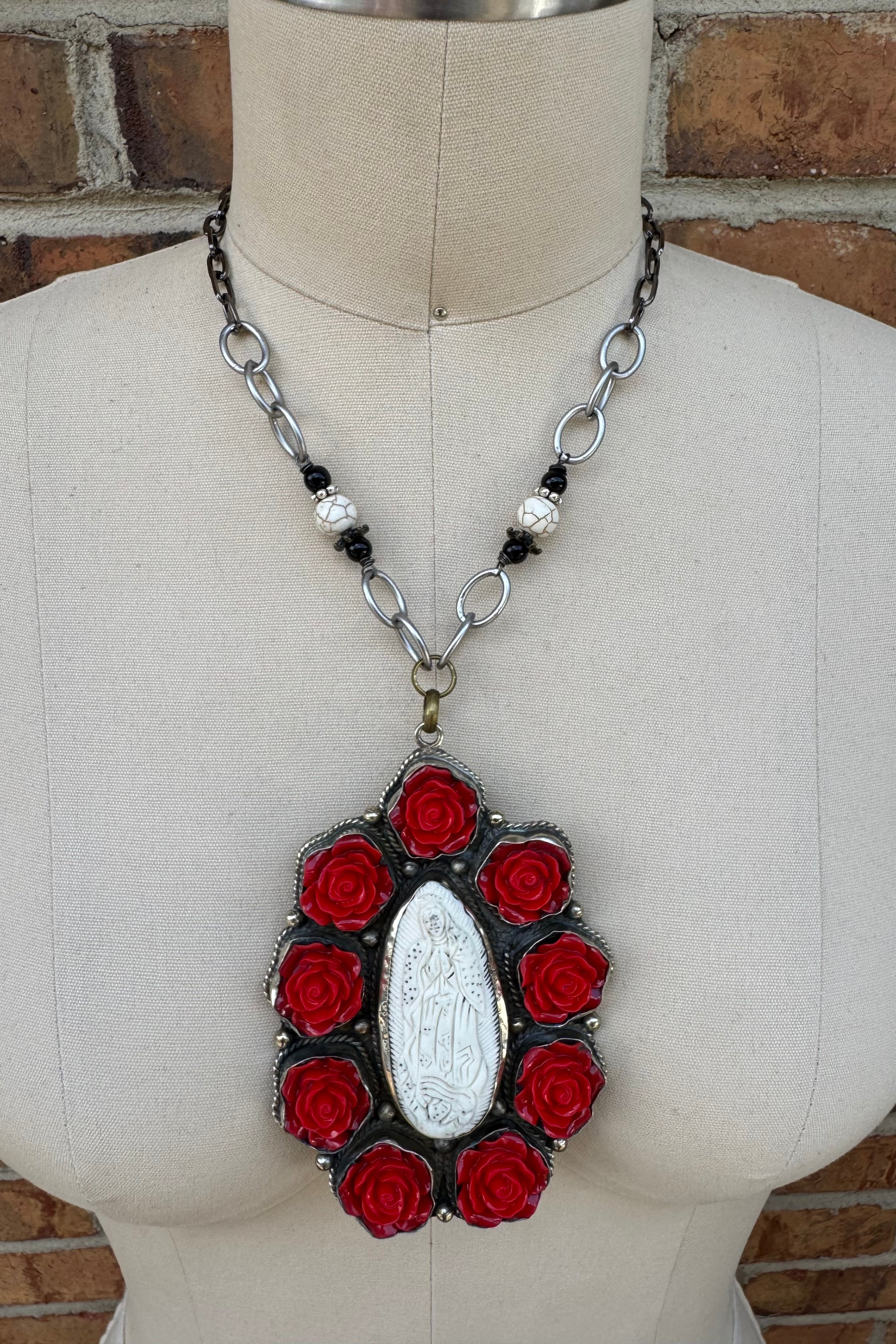 Mary in Roses Necklace