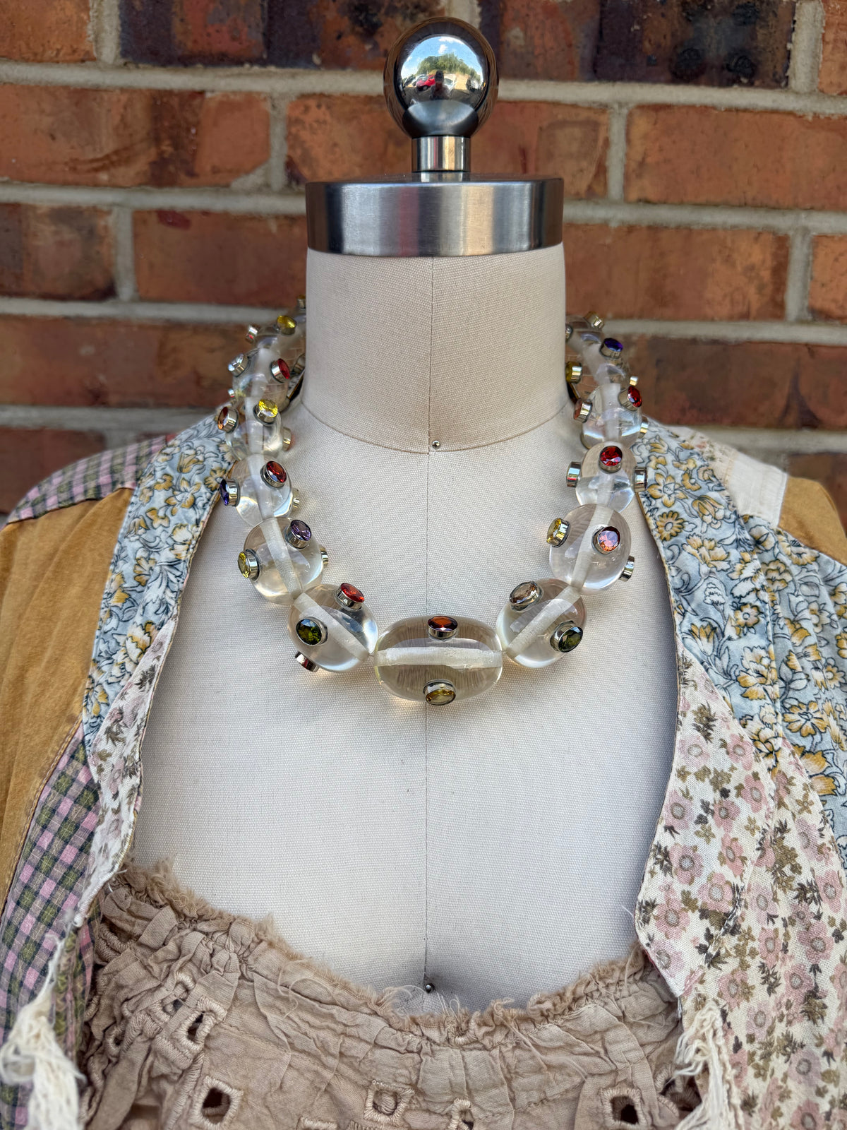 Resin Gem Beaded Ball Necklace in Clear - Style 1