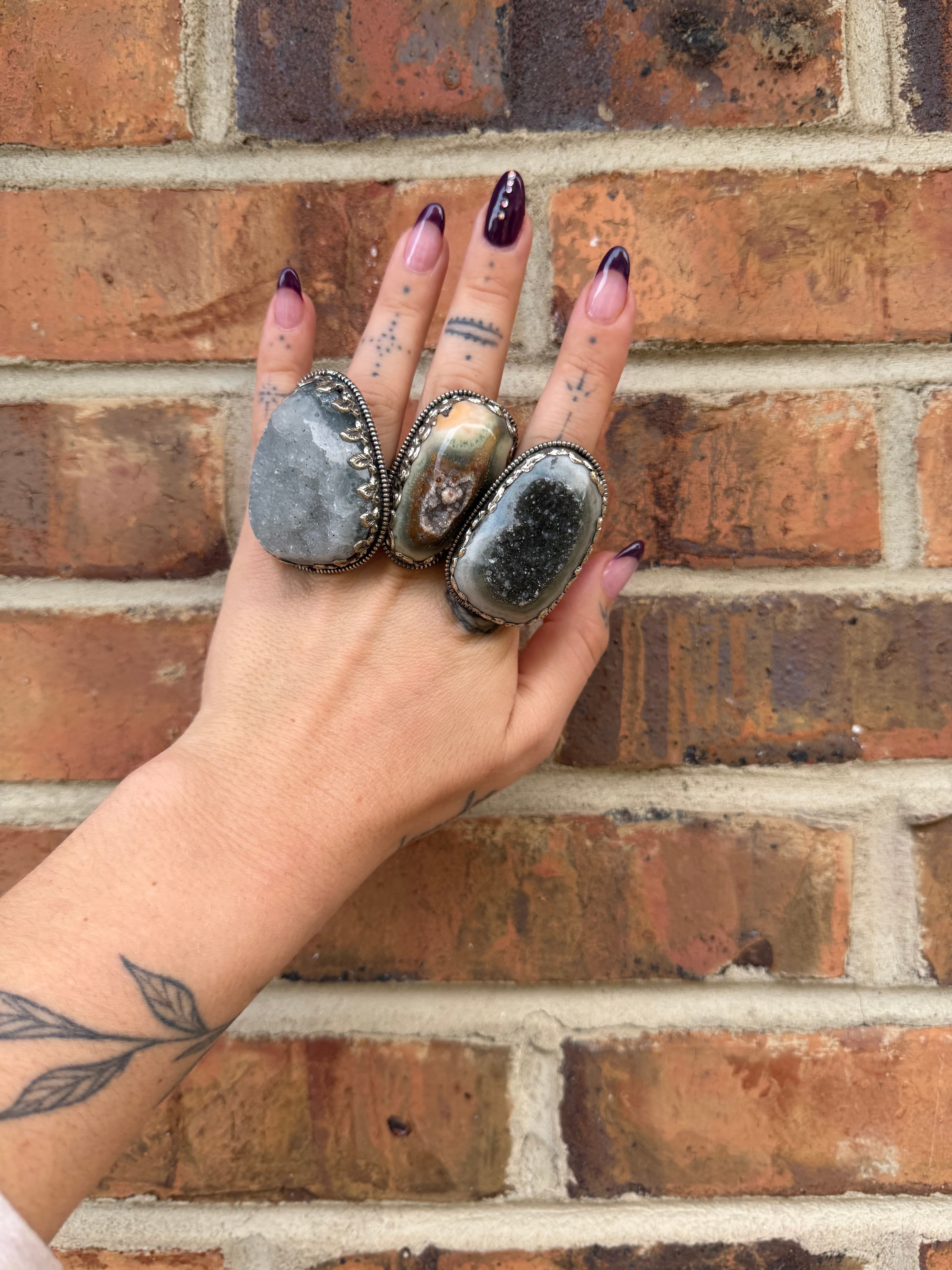 Chunky Raw Gemstone Nugget Ring Set 2