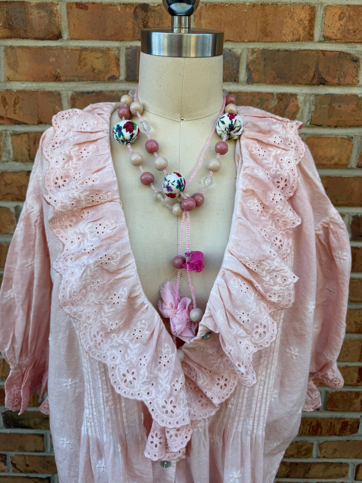 Final Sale - Pink Fabric Balls Necklace