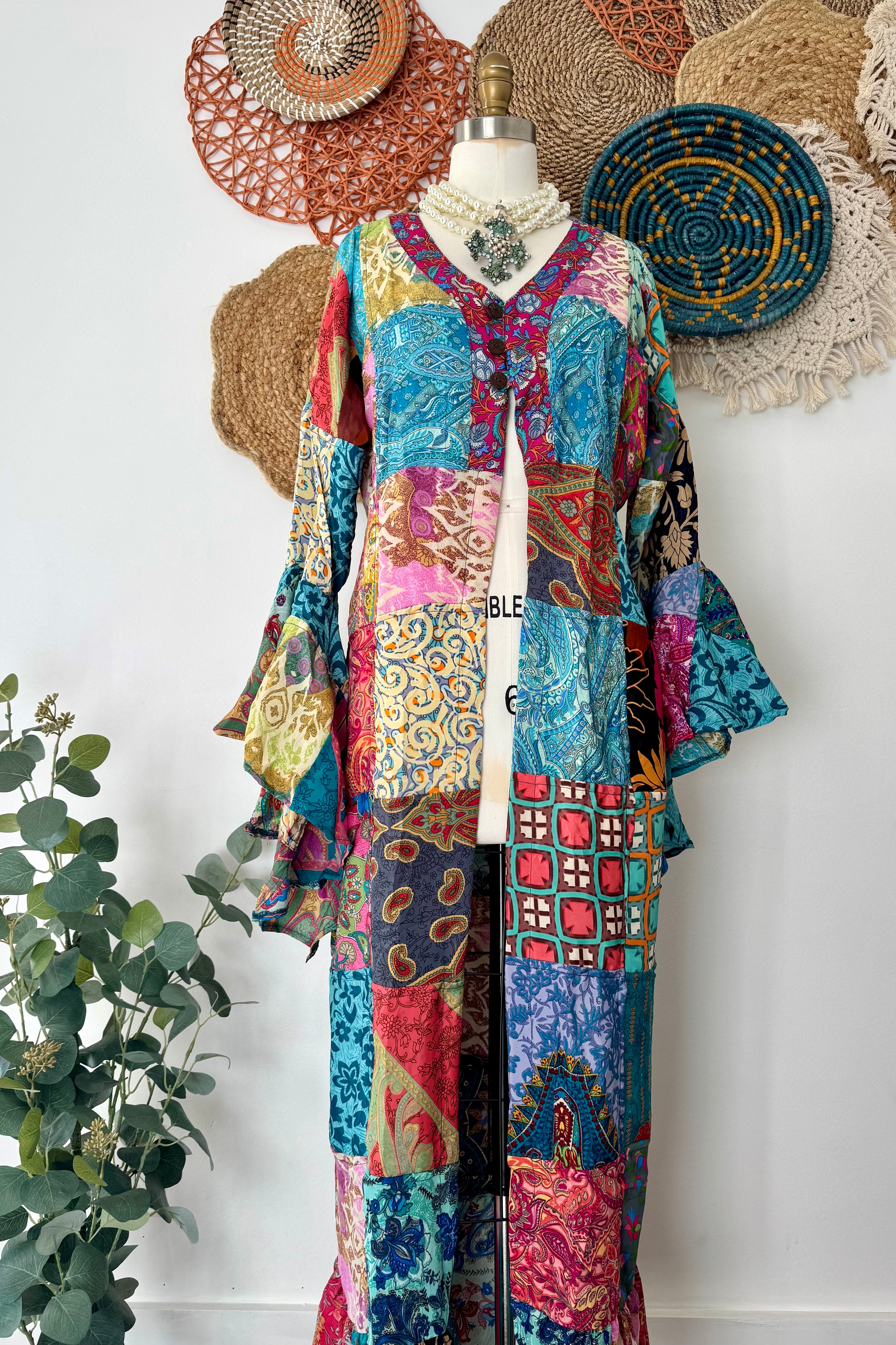 Boho Wanderlust Patched Kimono Top