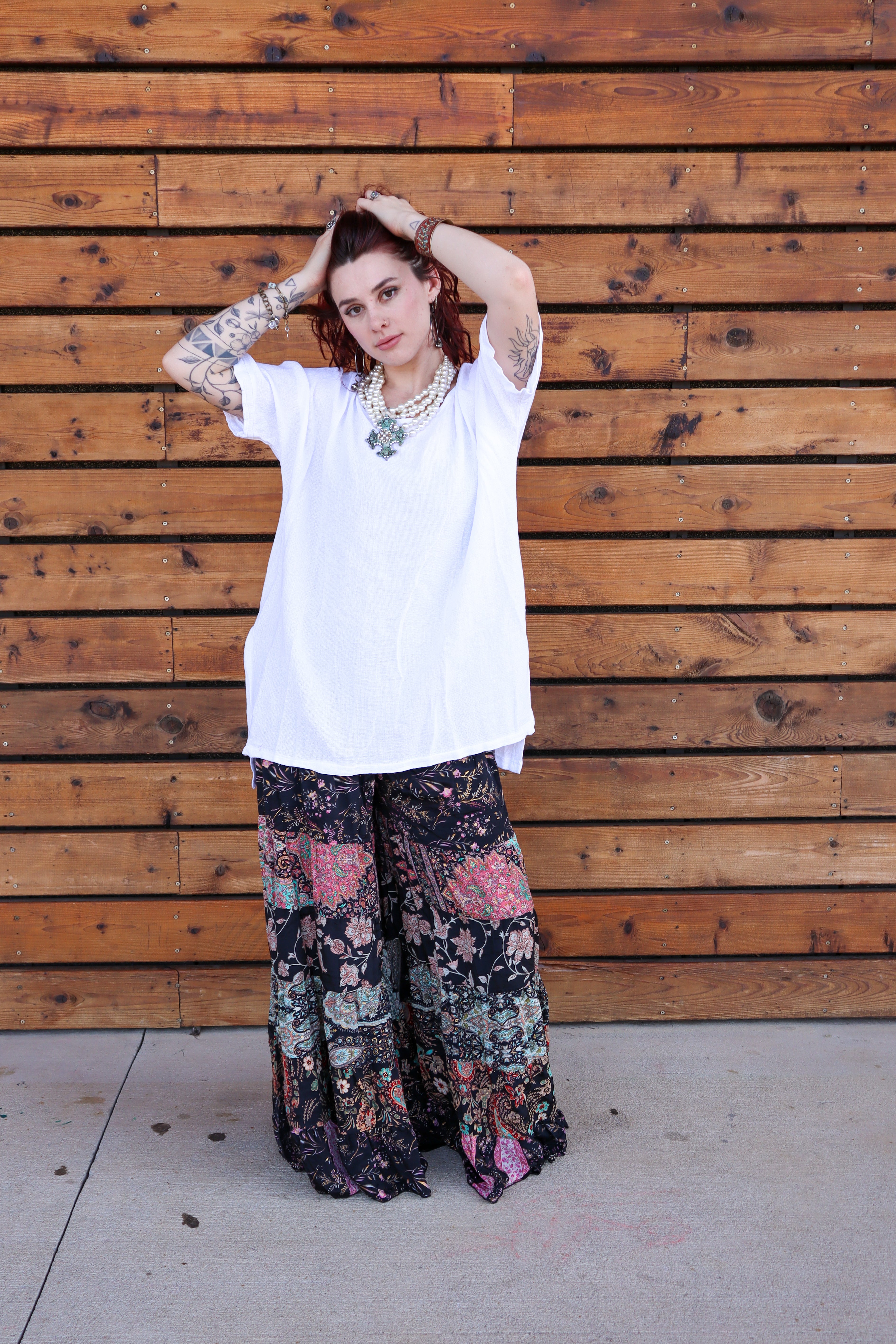 Jasmine High-Low Tunic Top in Mesh Linen